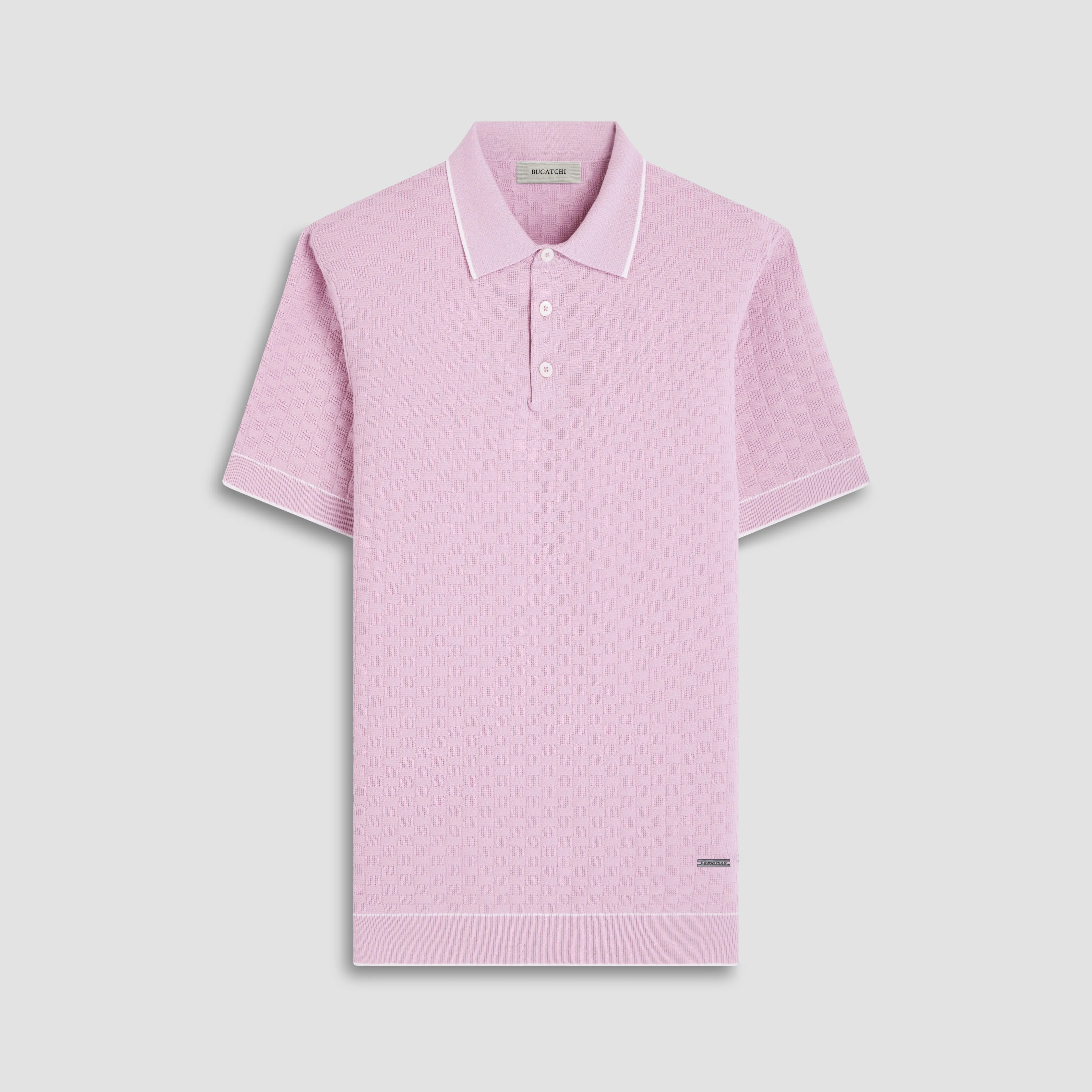 Basket Stitch Three Button Polo Sweater sold by Bugatchi