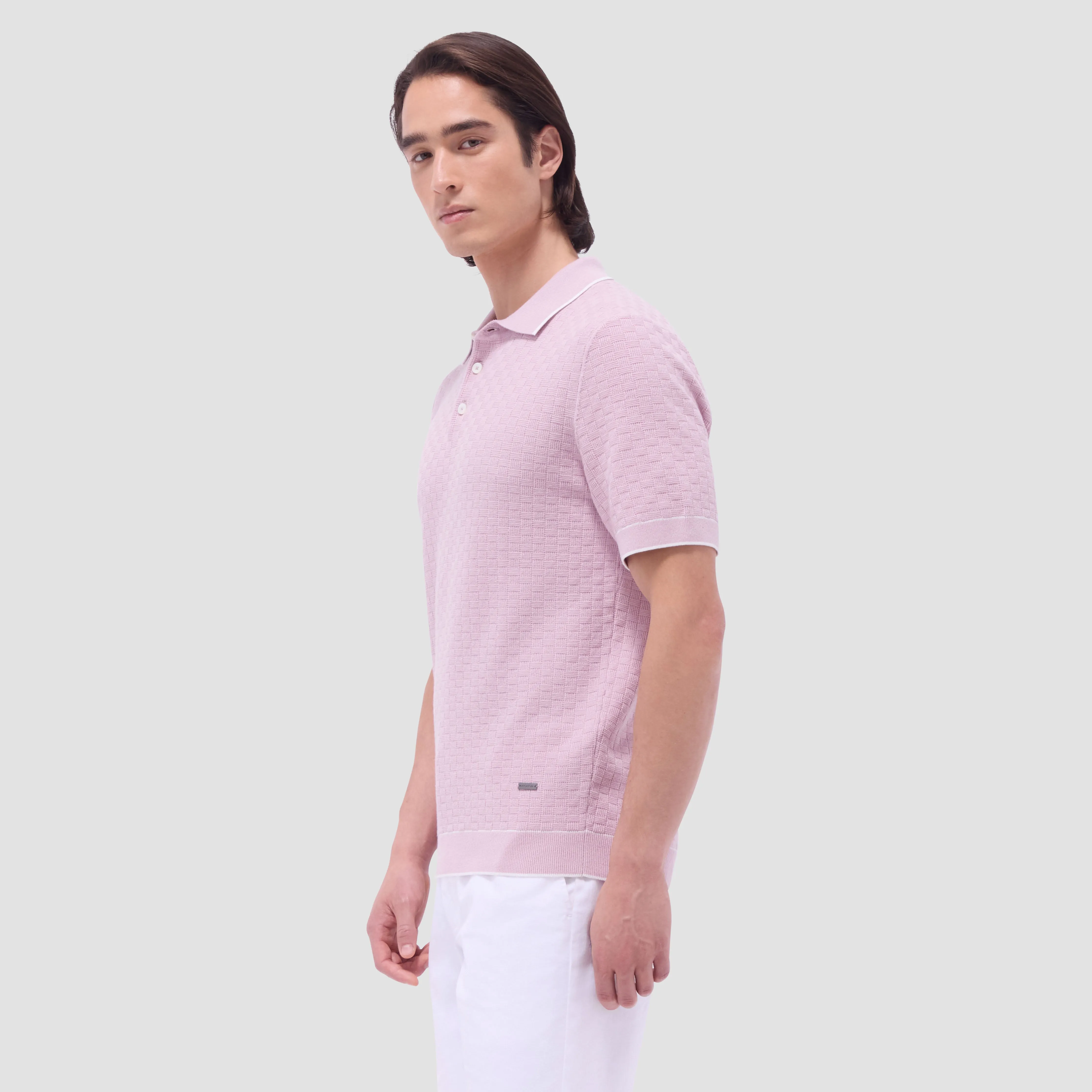 Basket Stitch Three Button Polo Sweater sold by Bugatchi product image thumbnail 3