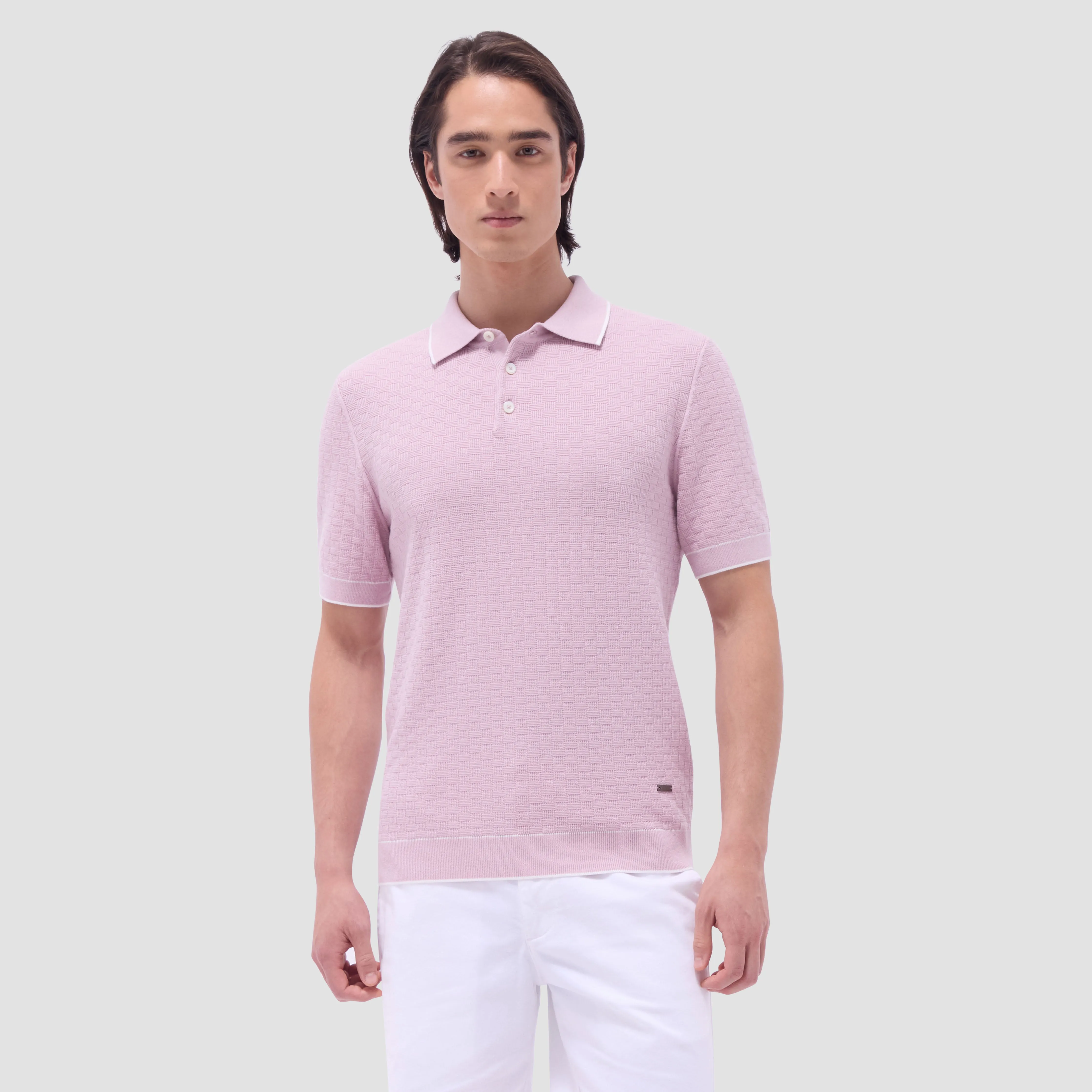 Basket Stitch Three Button Polo Sweater sold by Bugatchi product image thumbnail 2