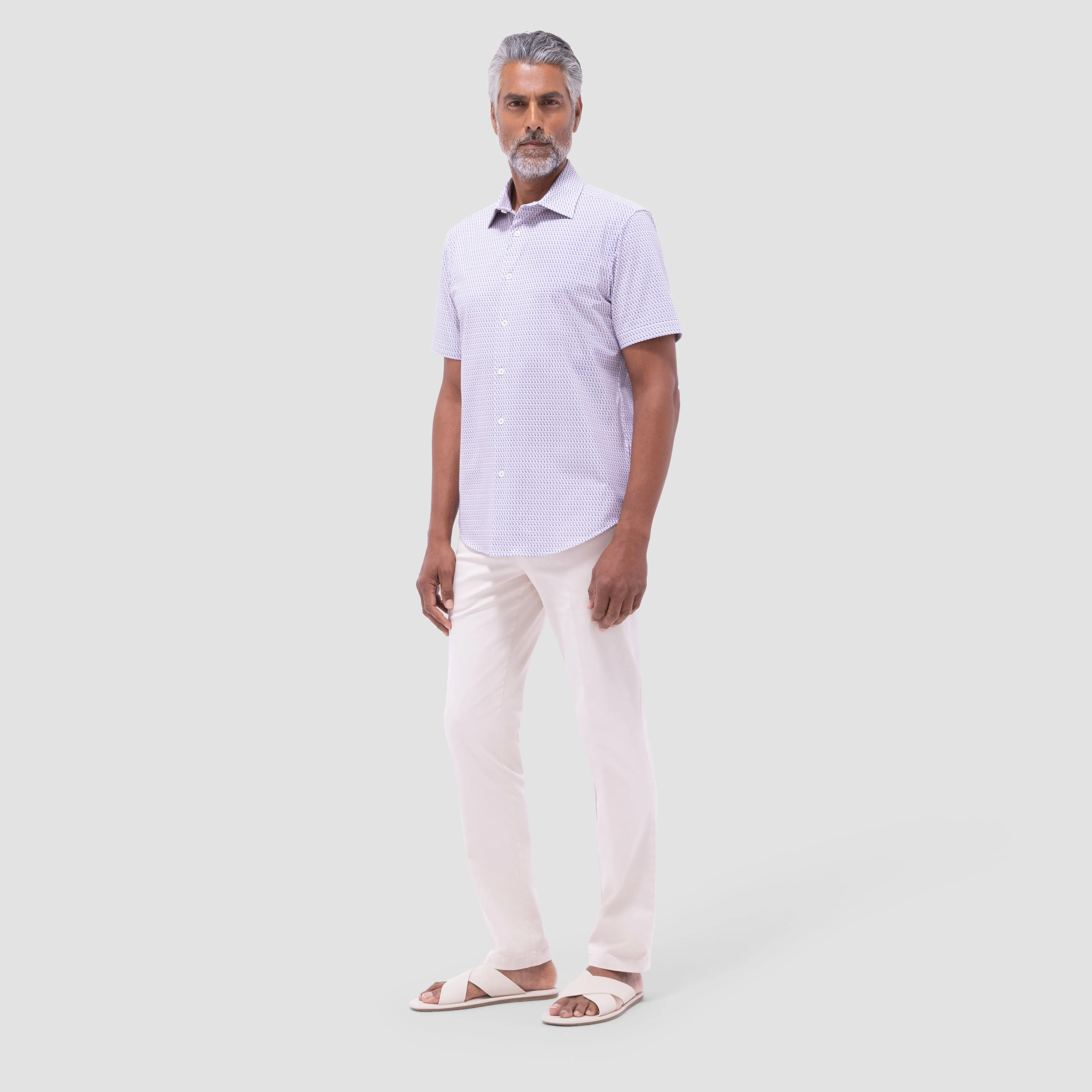 Miles Geometric OoohCotton Short-Sleeve Shirt sold by Bugatchi product image thumbnail 5