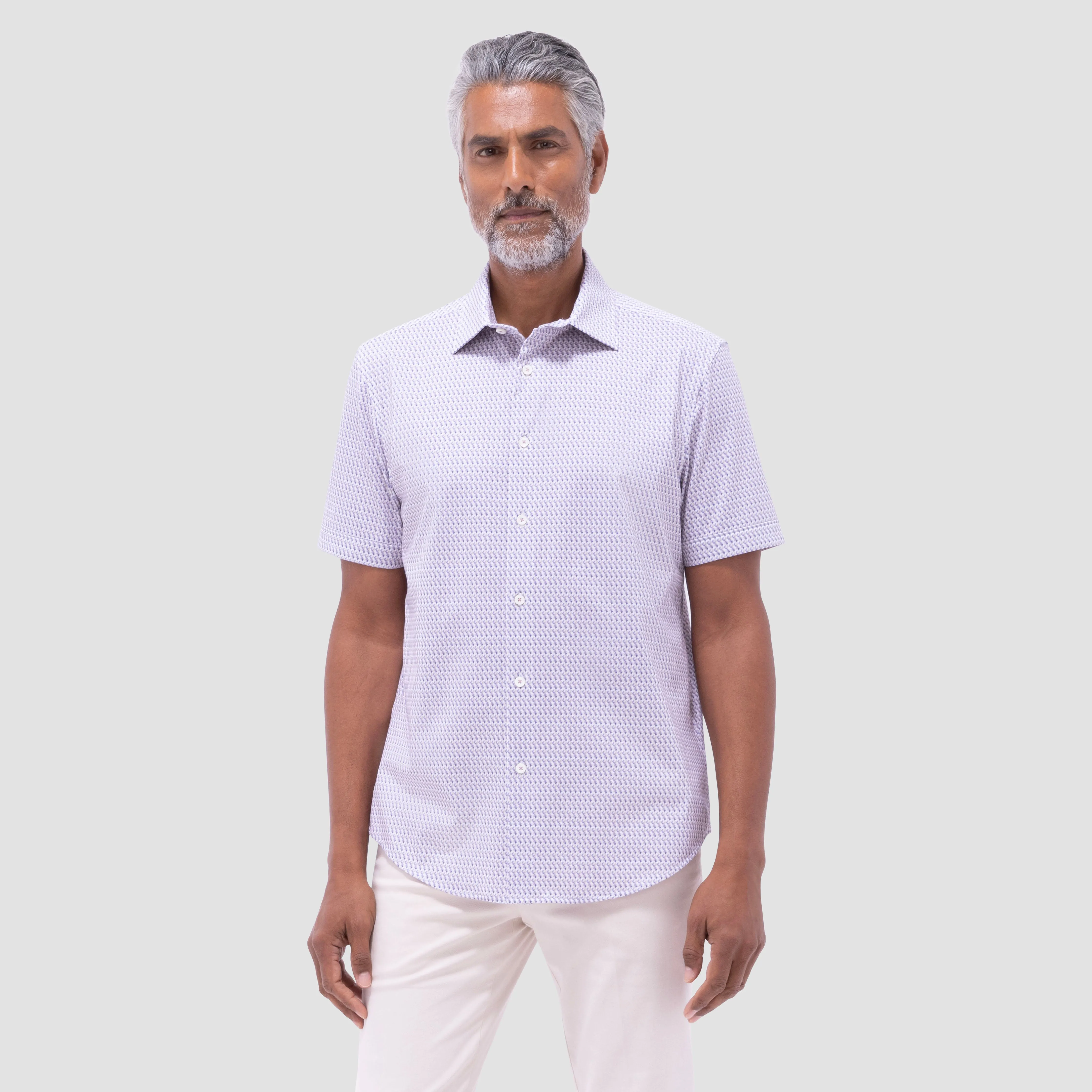 Miles Geometric OoohCotton Short-Sleeve Shirt sold by Bugatchi product image thumbnail 2