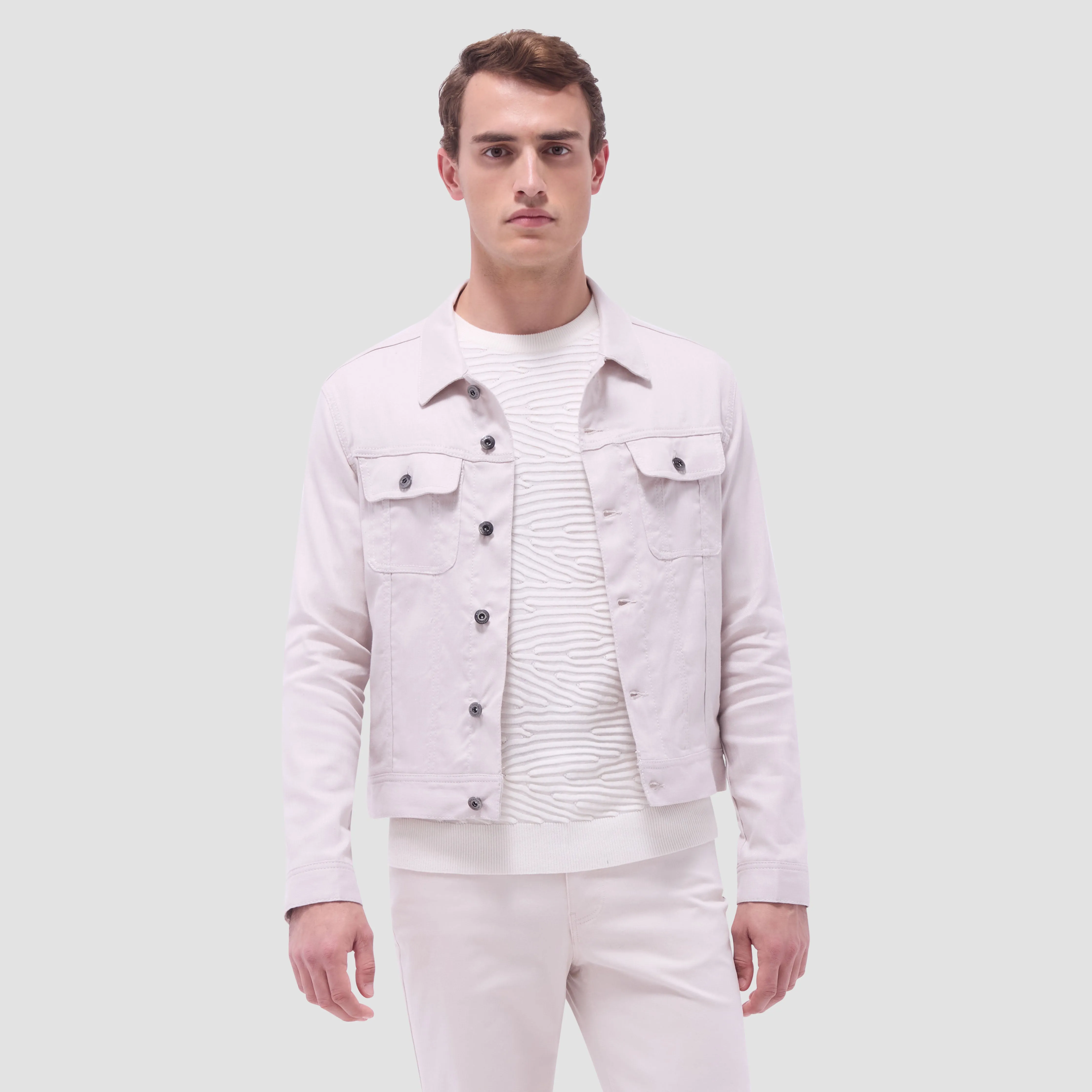 Linen-Cotton Trucker Jacket sold by Bugatchi product image thumbnail 2