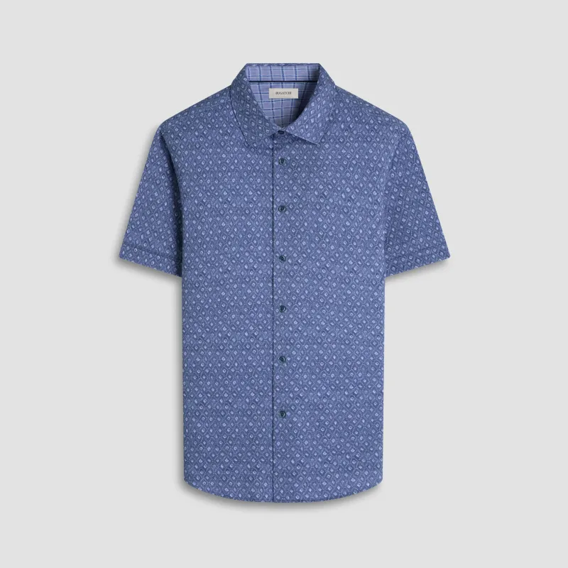 Myron Double-Sided Diamond & Check OoohCotton Short-Sleeve Shirt sold by Bugatchi