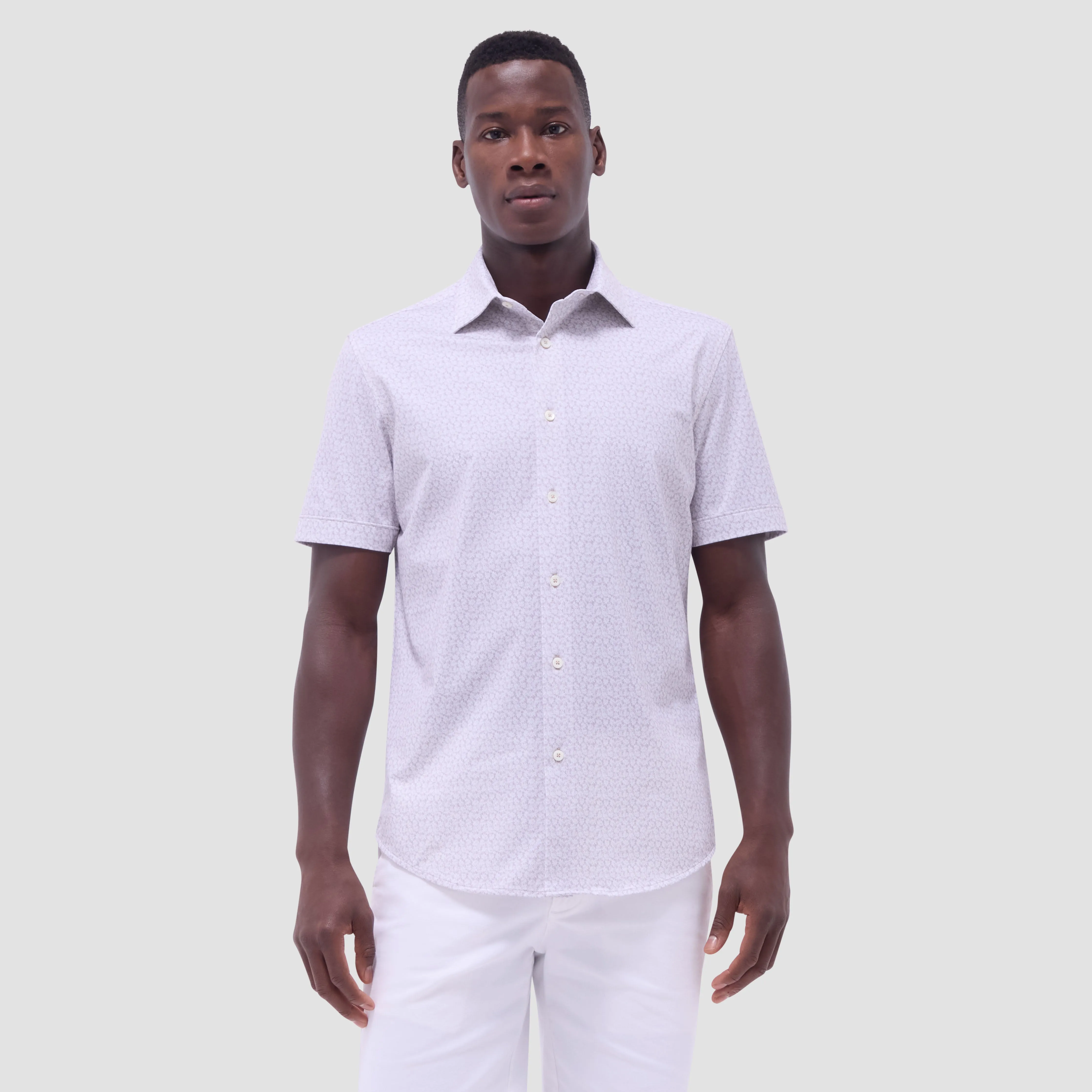 Miles Leaf Print OoohCotton Short-Sleeve Shirt sold by Bugatchi product image thumbnail 2