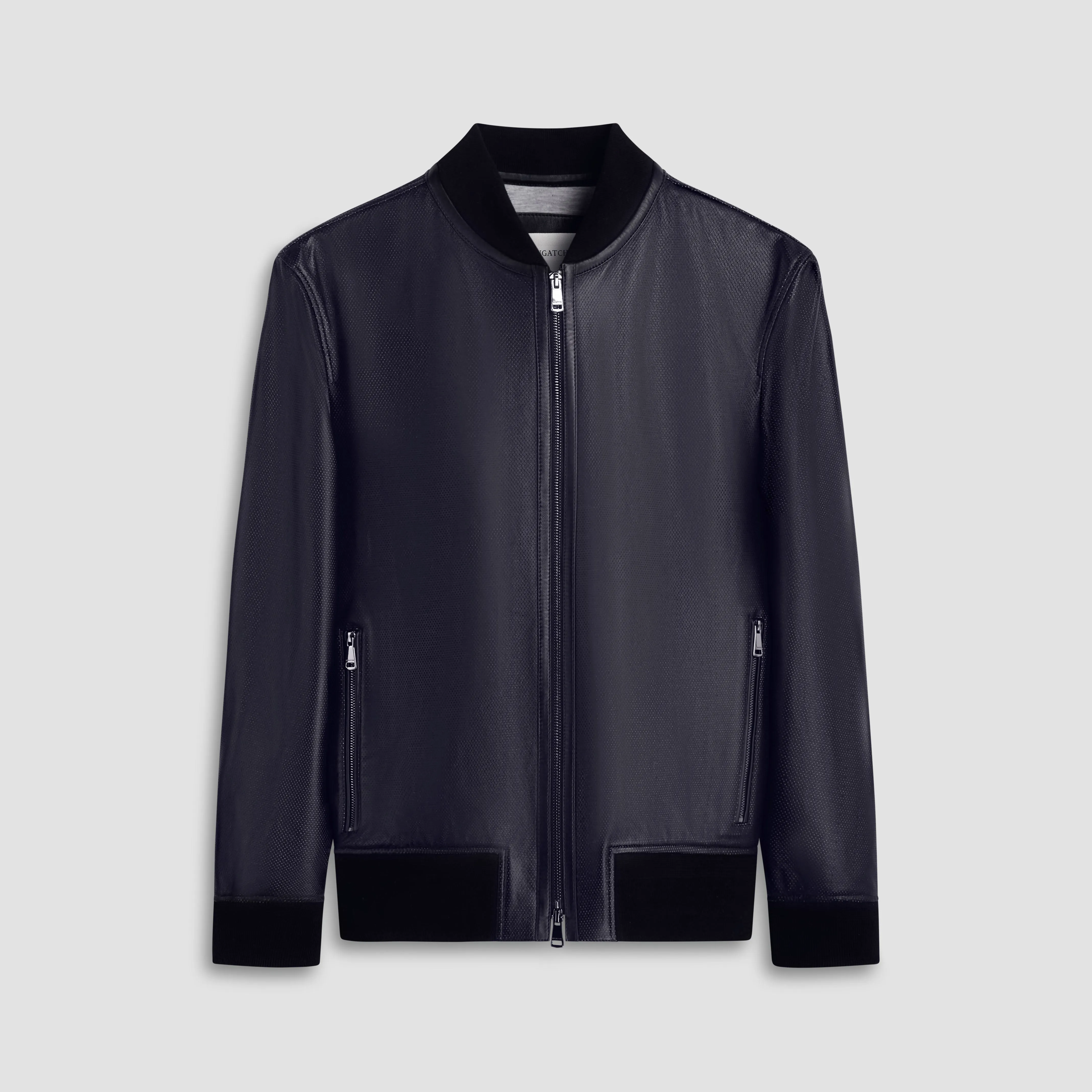 Perforated Leather Bomber Jacket sold by Bugatchi product image thumbnail 2