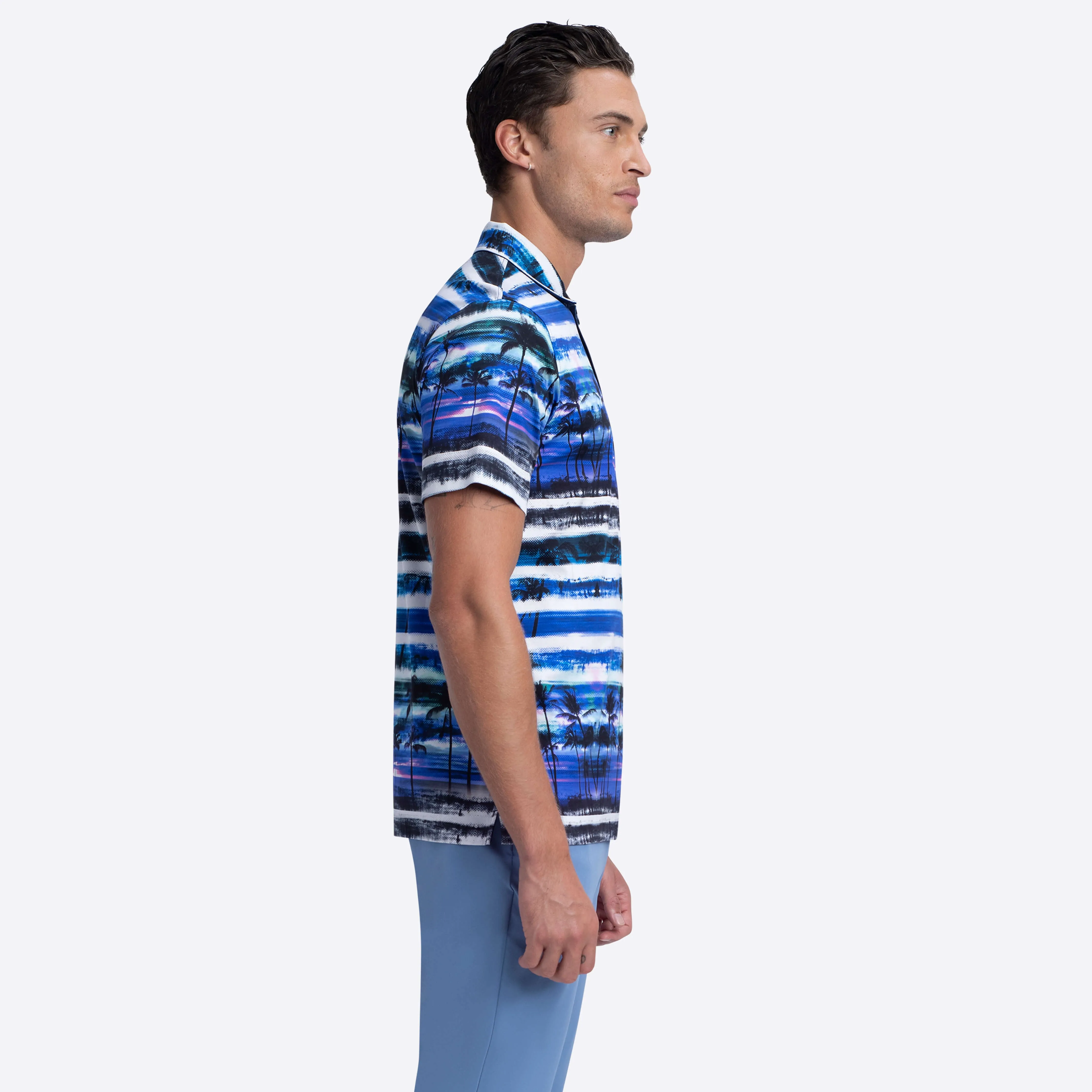 Hendrix Striped Palm Polo sold by Bugatchi product image thumbnail 3