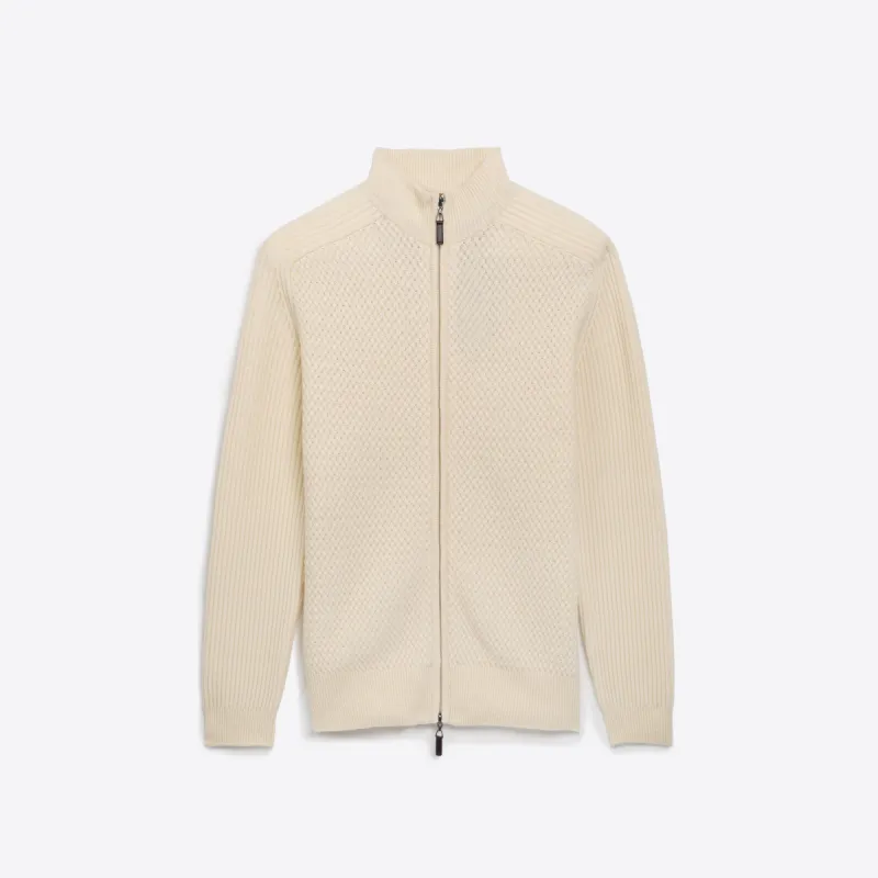 Basketweave Knit Full Zip Mock Neck Sweater sold by Bugatchi