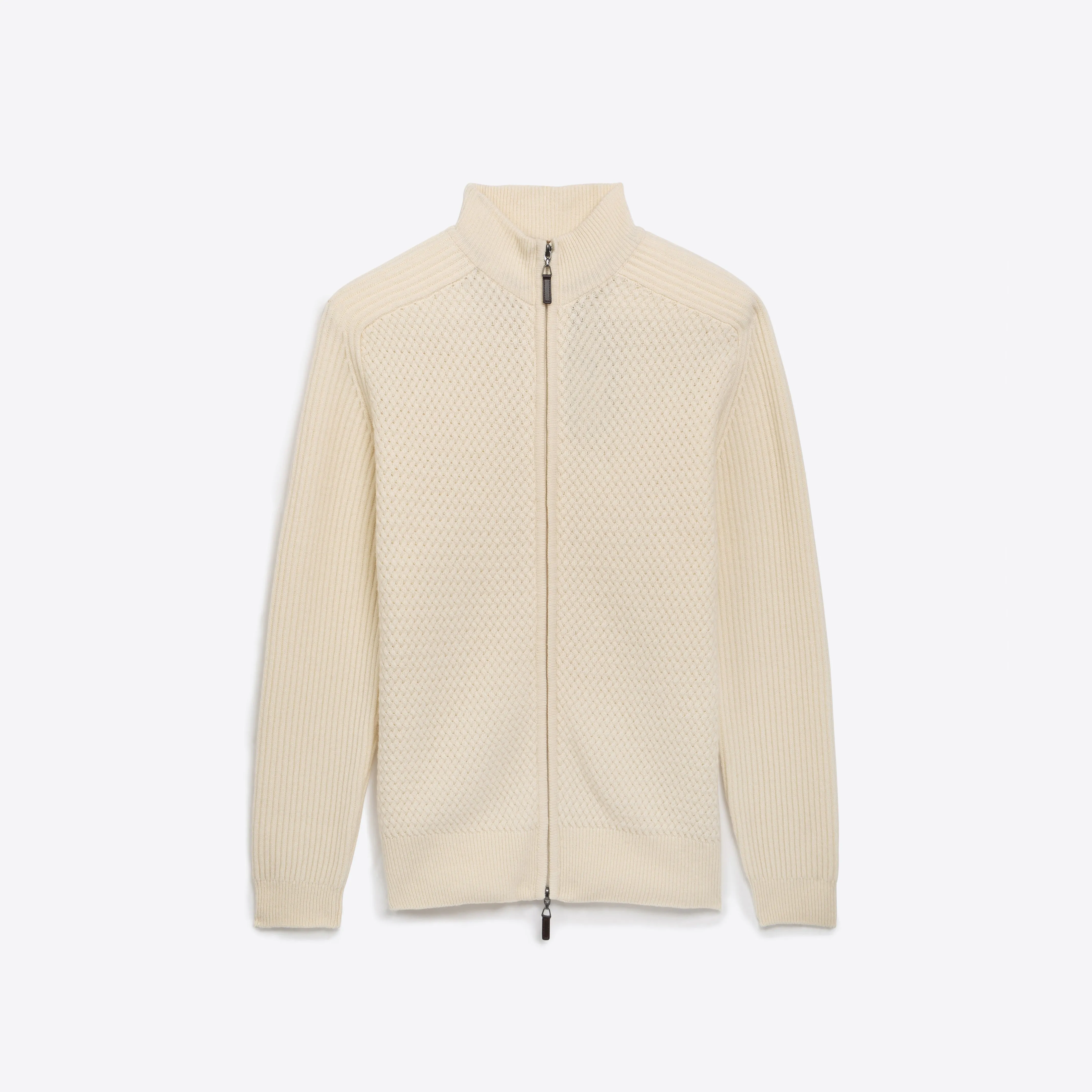 Basketweave Knit Full Zip Mock Neck Sweater sold by Bugatchi
