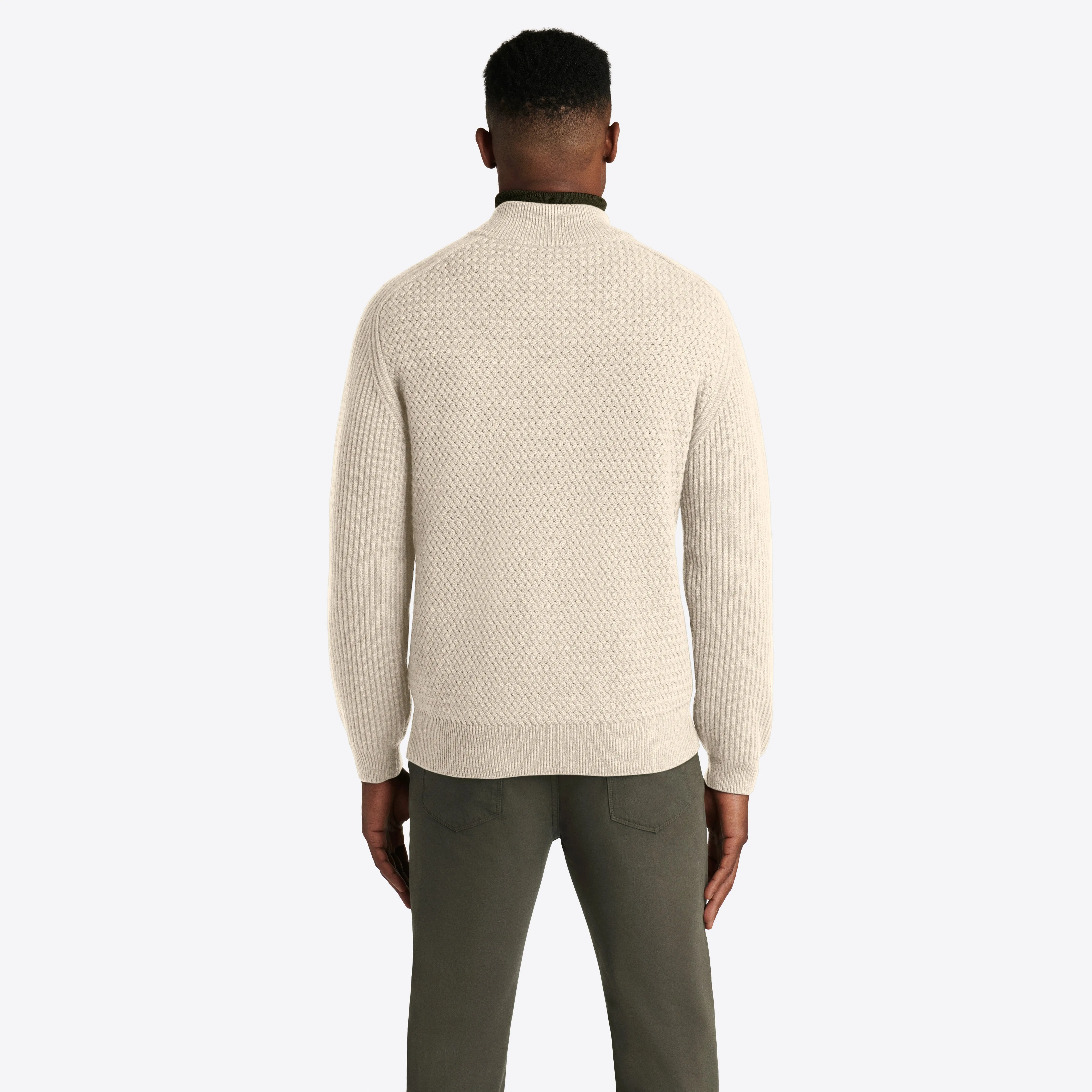 Basketweave Knit Full Zip Mock Neck Sweater sold by Bugatchi product image thumbnail 5