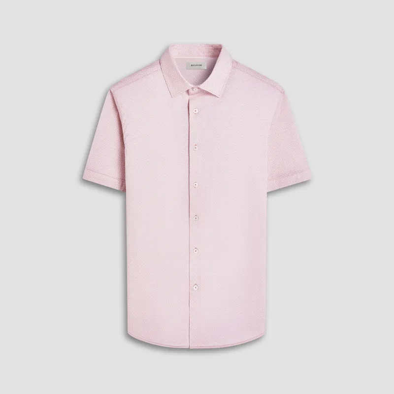 Miles Basketweave OoohCotton Short-Sleeve Shirt sold by Bugatchi
