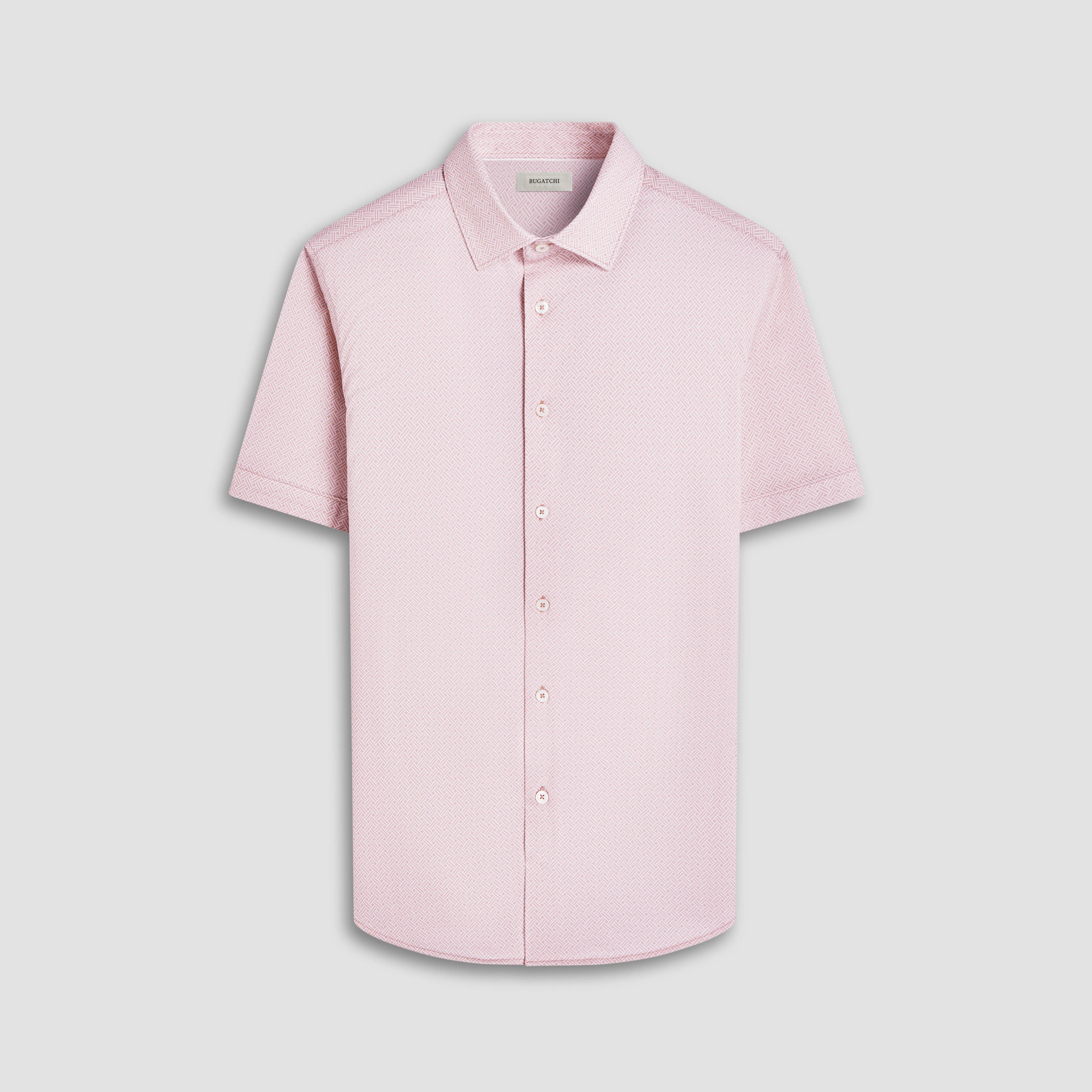 Miles Basketweave OoohCotton Short-Sleeve Shirt sold by Bugatchi