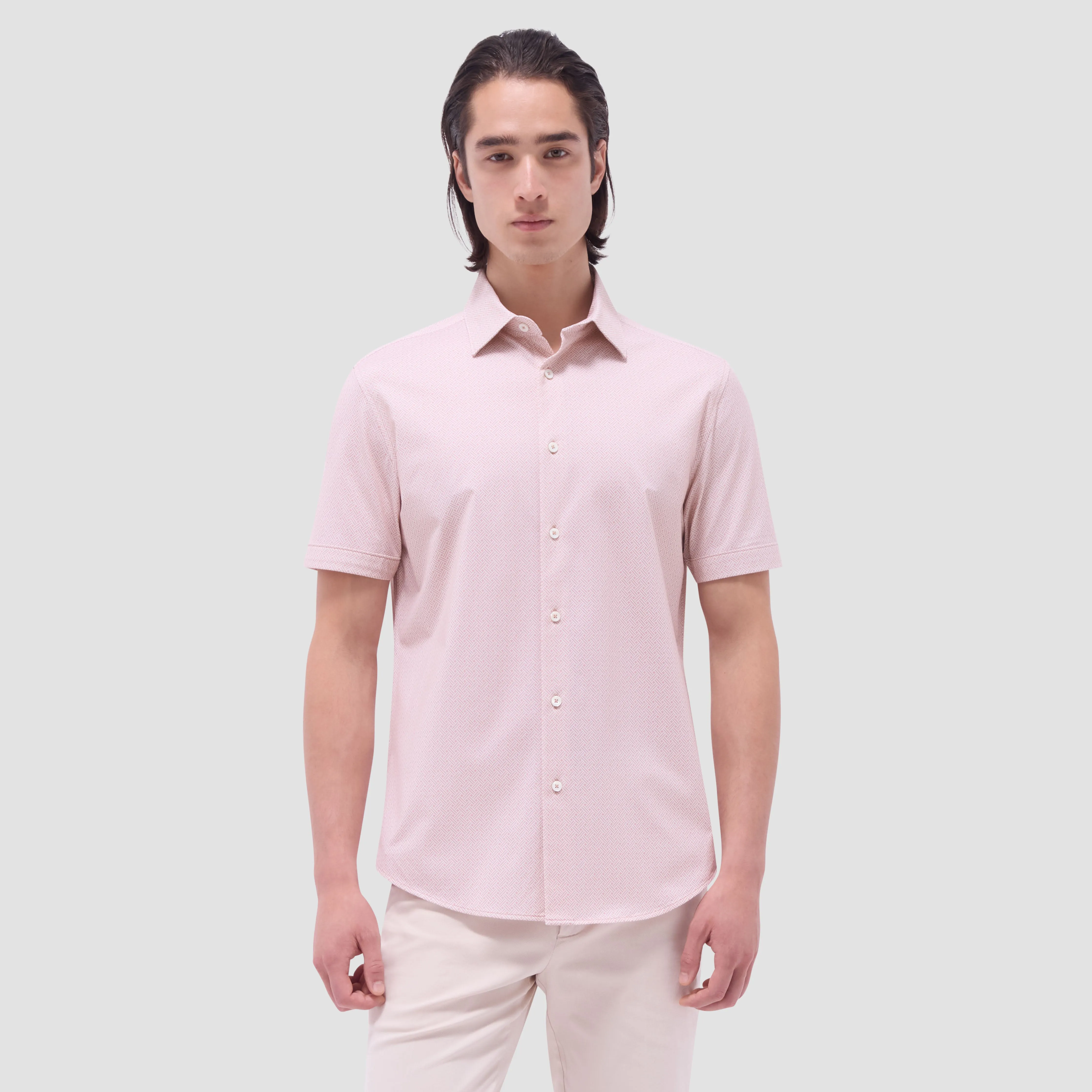 Miles Basketweave OoohCotton Short-Sleeve Shirt sold by Bugatchi product image thumbnail 2