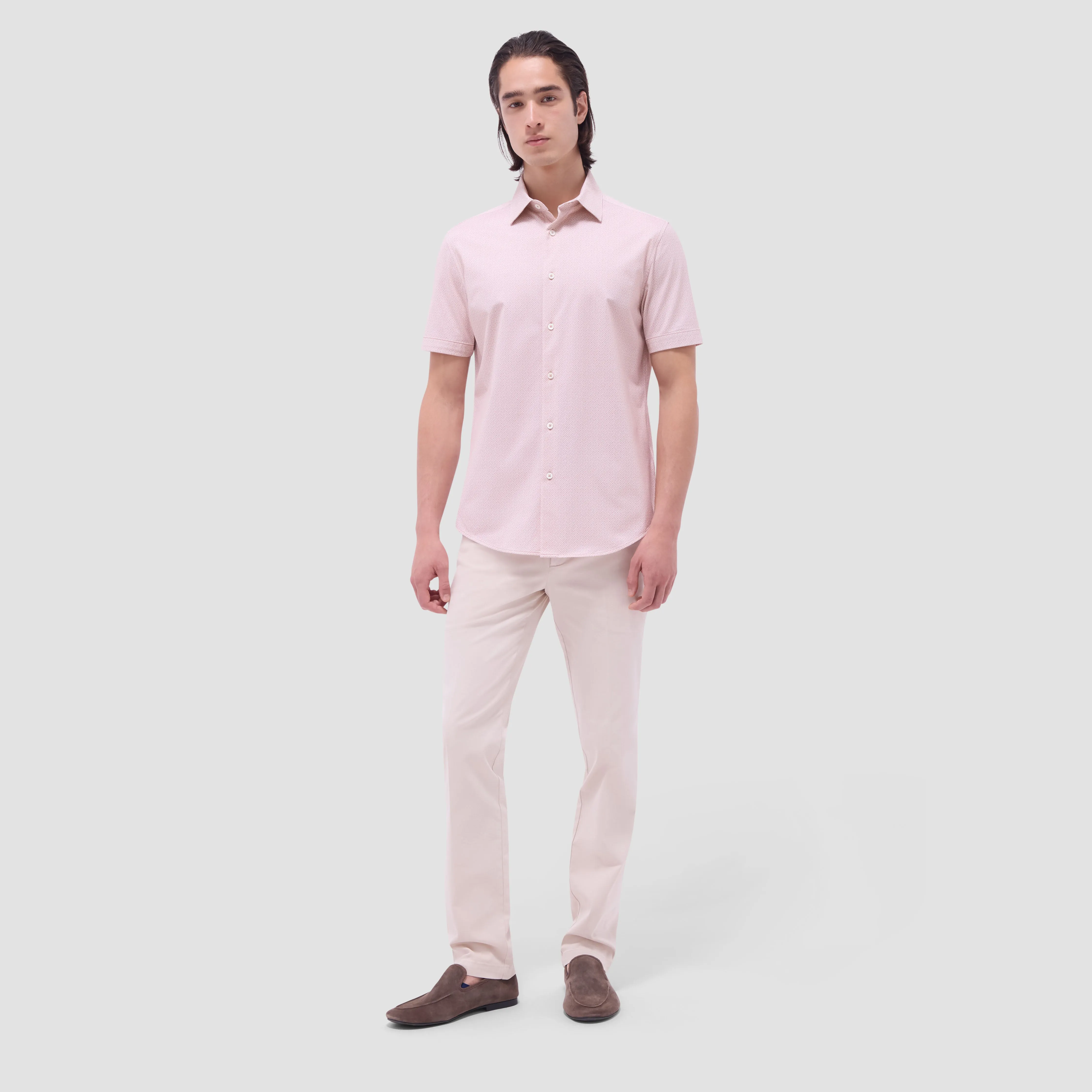 Miles Basketweave OoohCotton Short-Sleeve Shirt sold by Bugatchi product image thumbnail 5