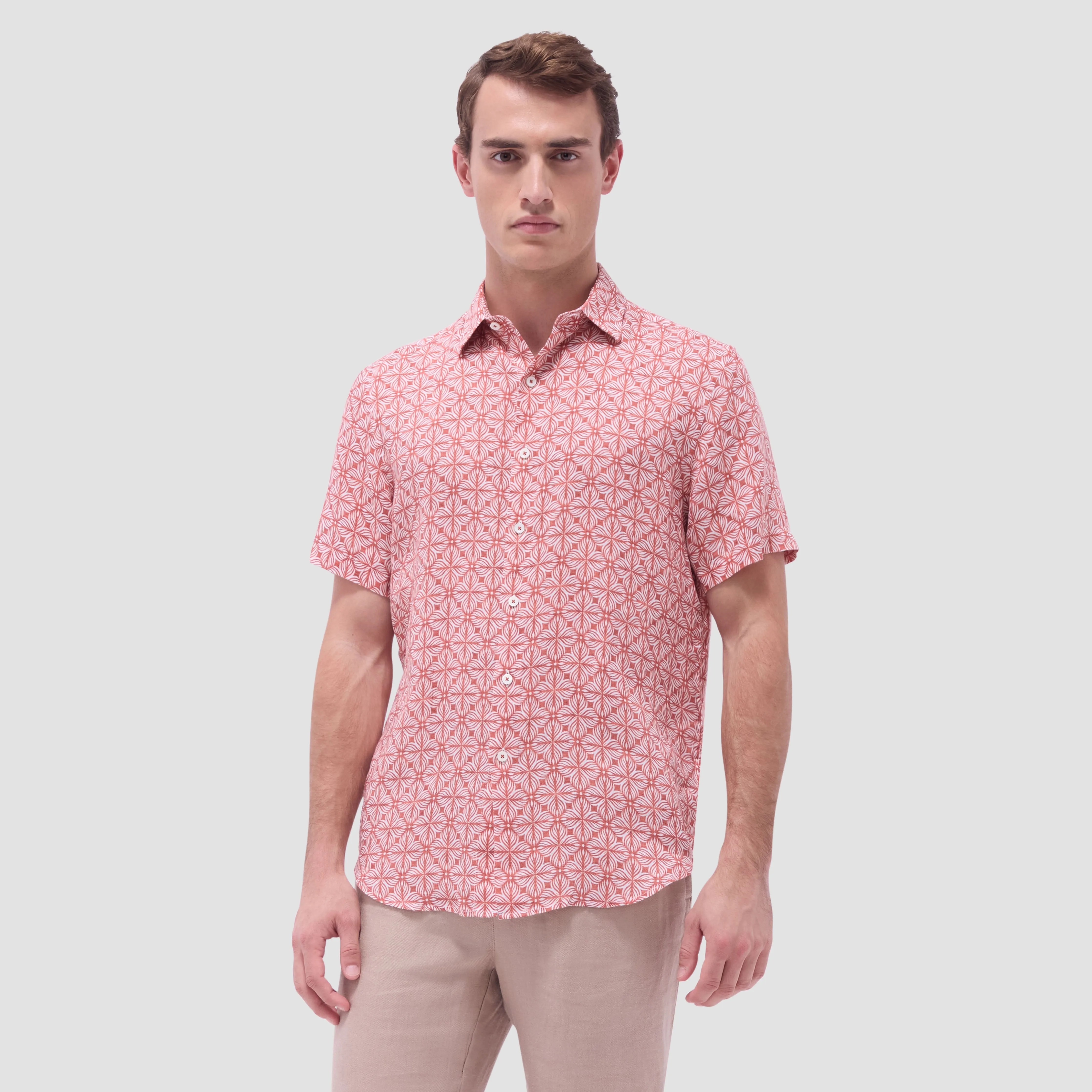 Orson Floral Geometric Short-Sleeve Shirt sold by Bugatchi product image thumbnail 2