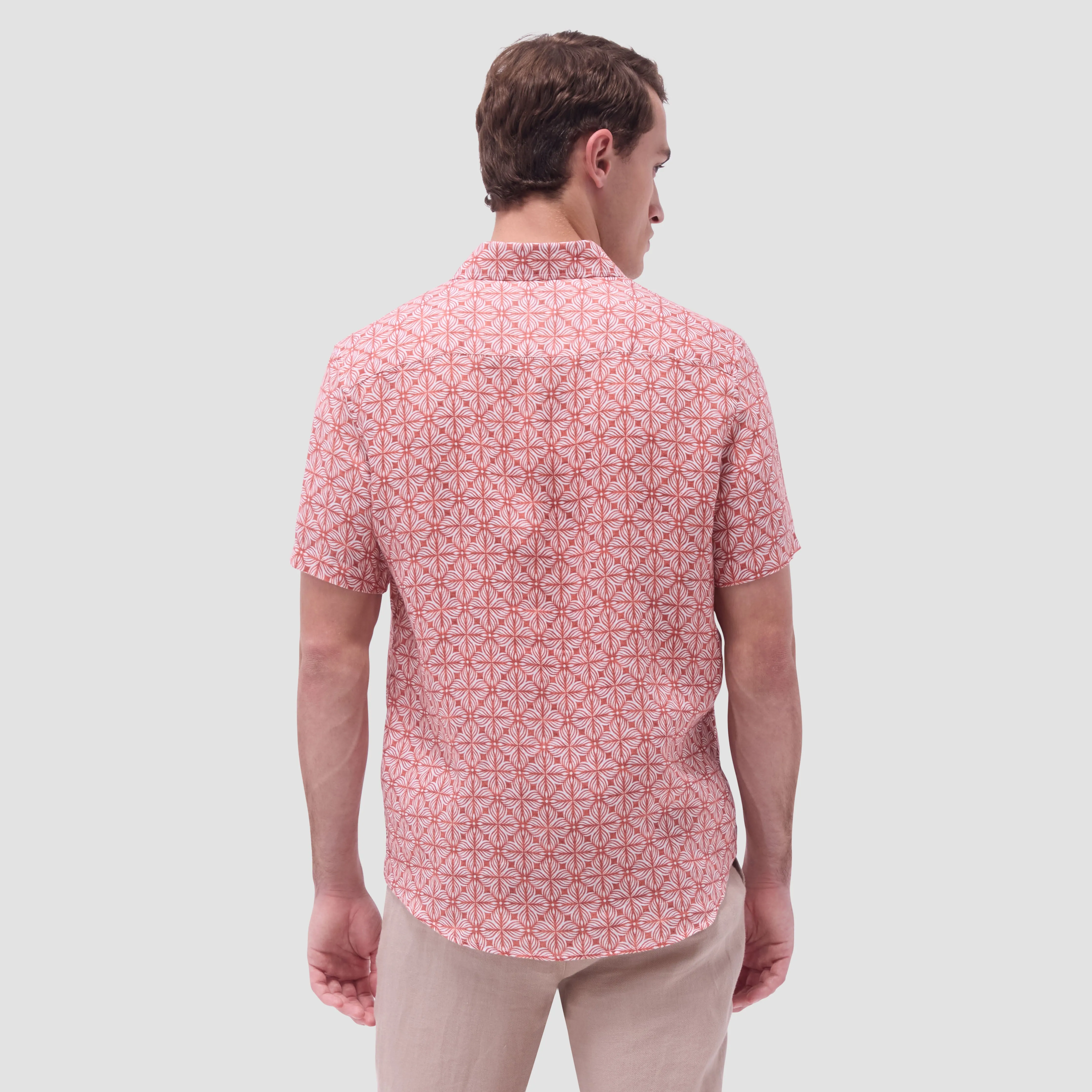 Orson Floral Geometric Short-Sleeve Shirt sold by Bugatchi product image thumbnail 4
