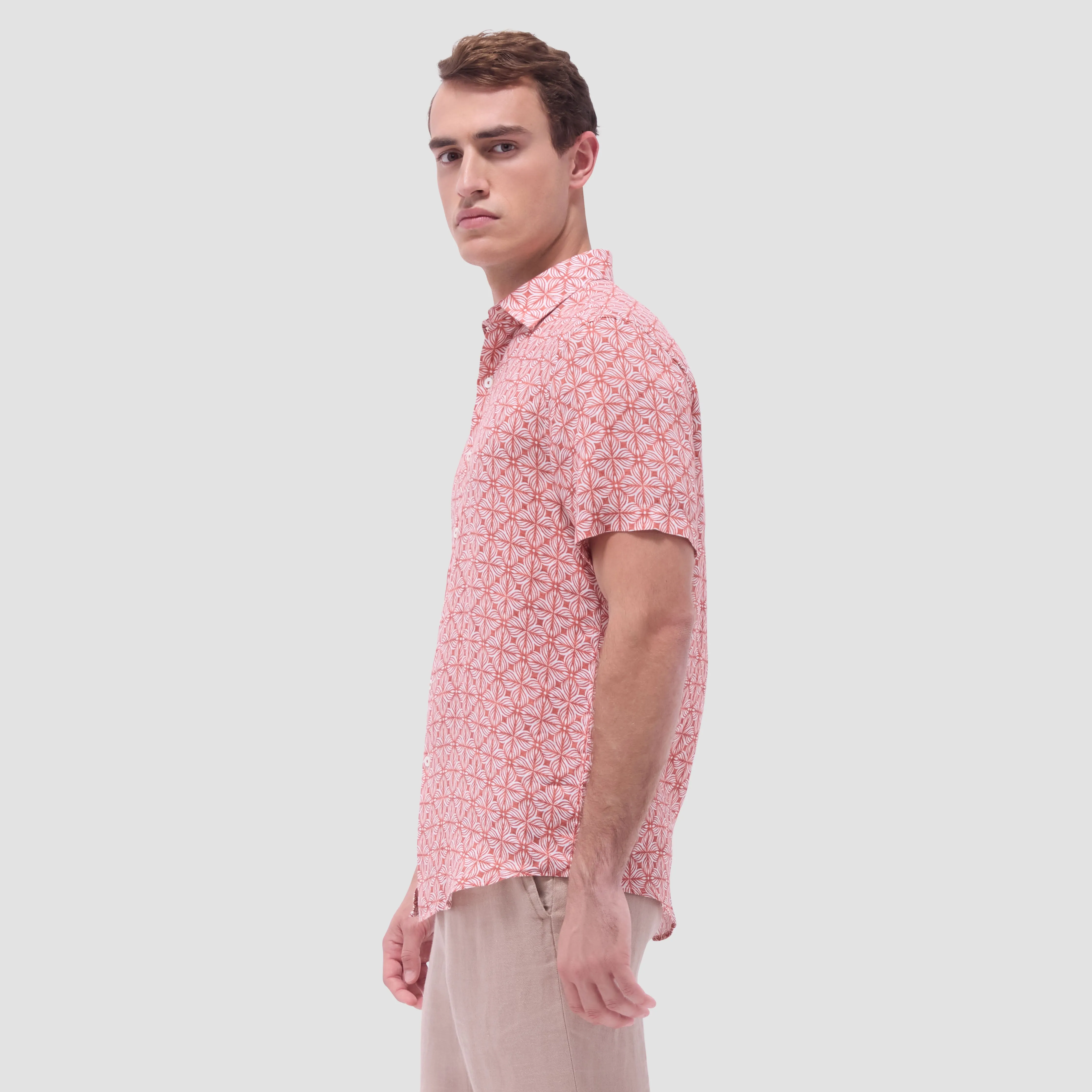 Orson Floral Geometric Short-Sleeve Shirt sold by Bugatchi product image thumbnail 3