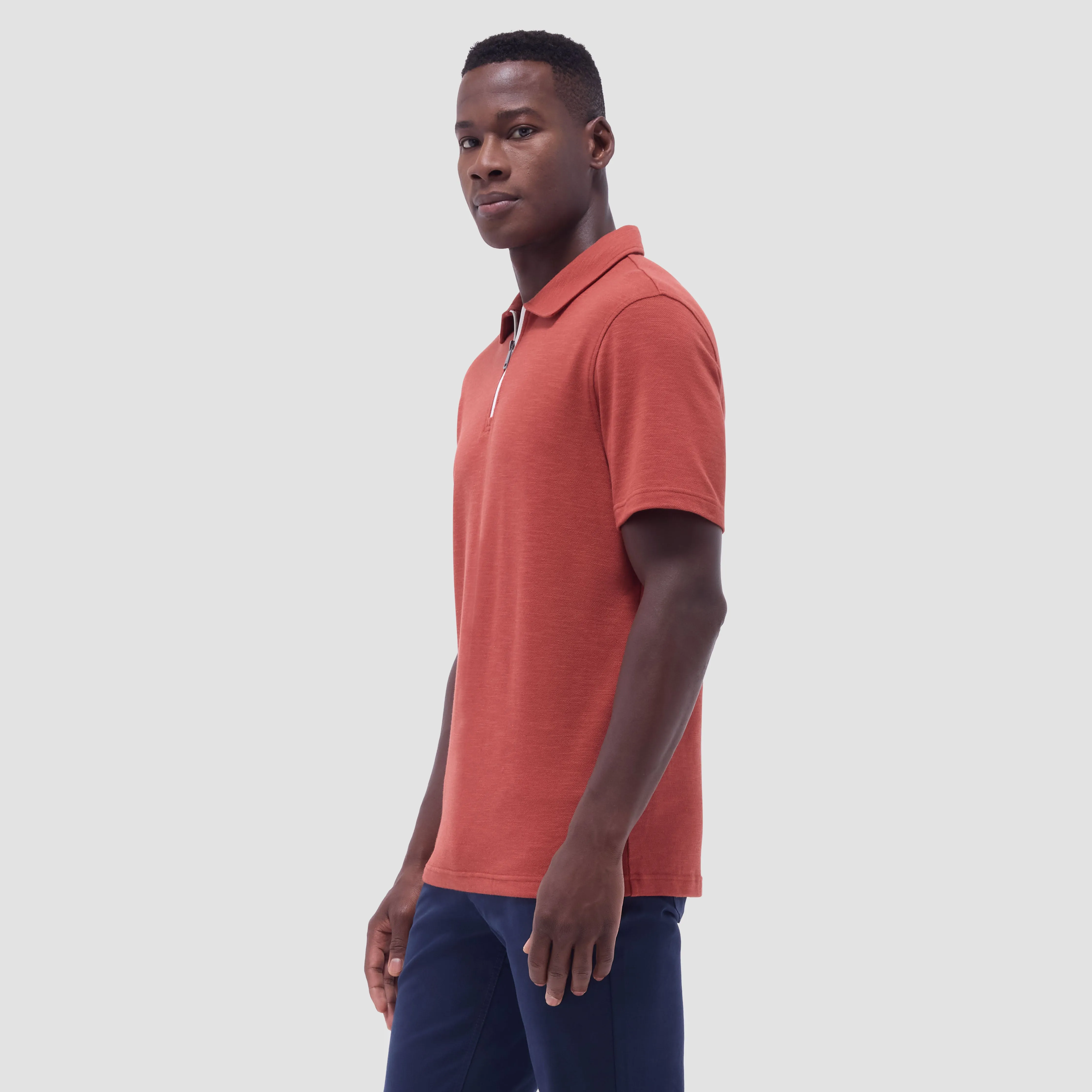 Performance Heather Quarter-Zip Polo Shirt sold by Bugatchi product image thumbnail 3