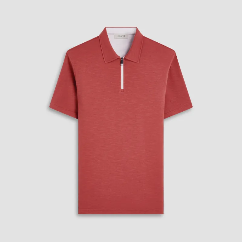 Performance Heather Quarter-Zip Polo Shirt sold by Bugatchi