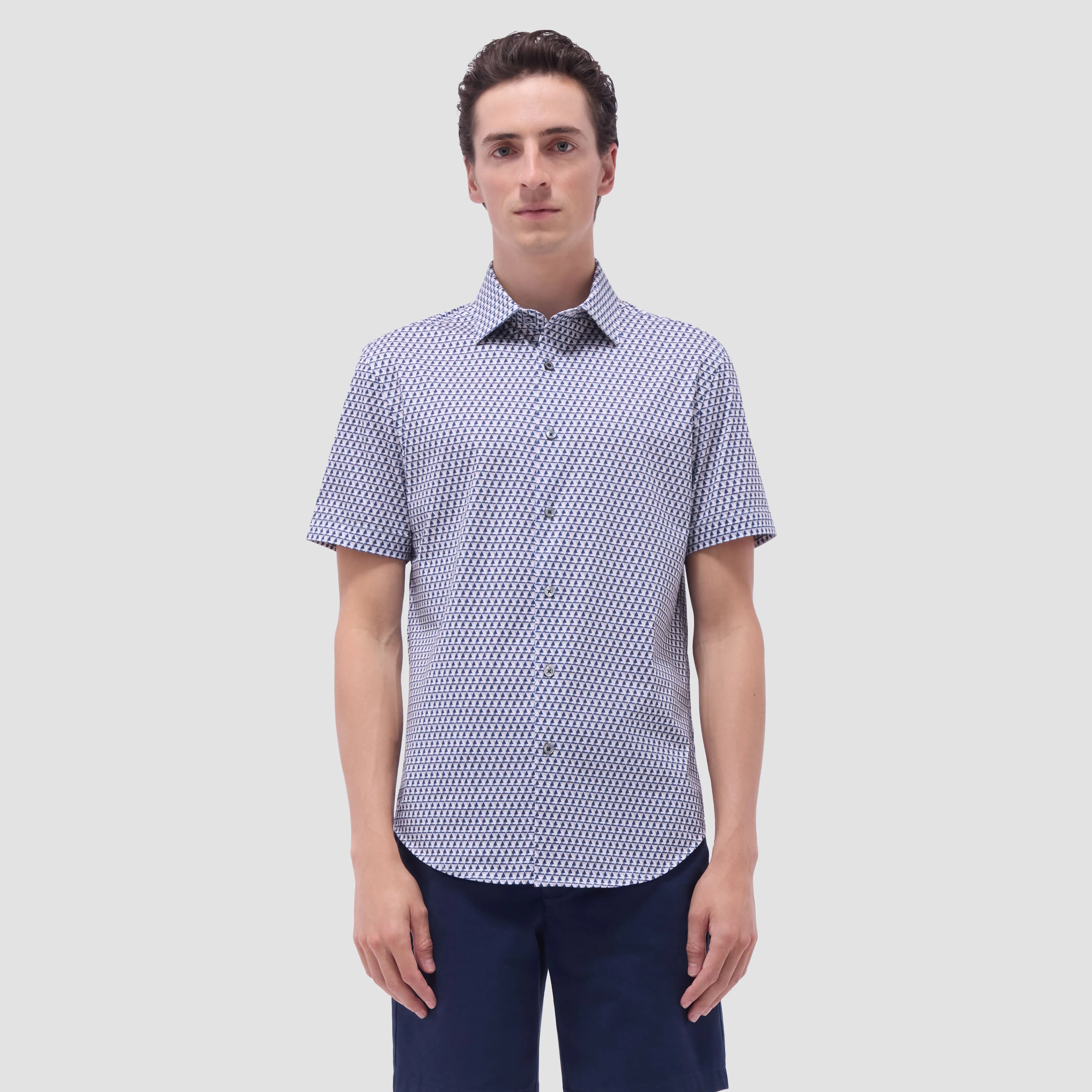 Miles Geometric OoohCotton Short-Sleeve Shirt sold by Bugatchi product image thumbnail 2