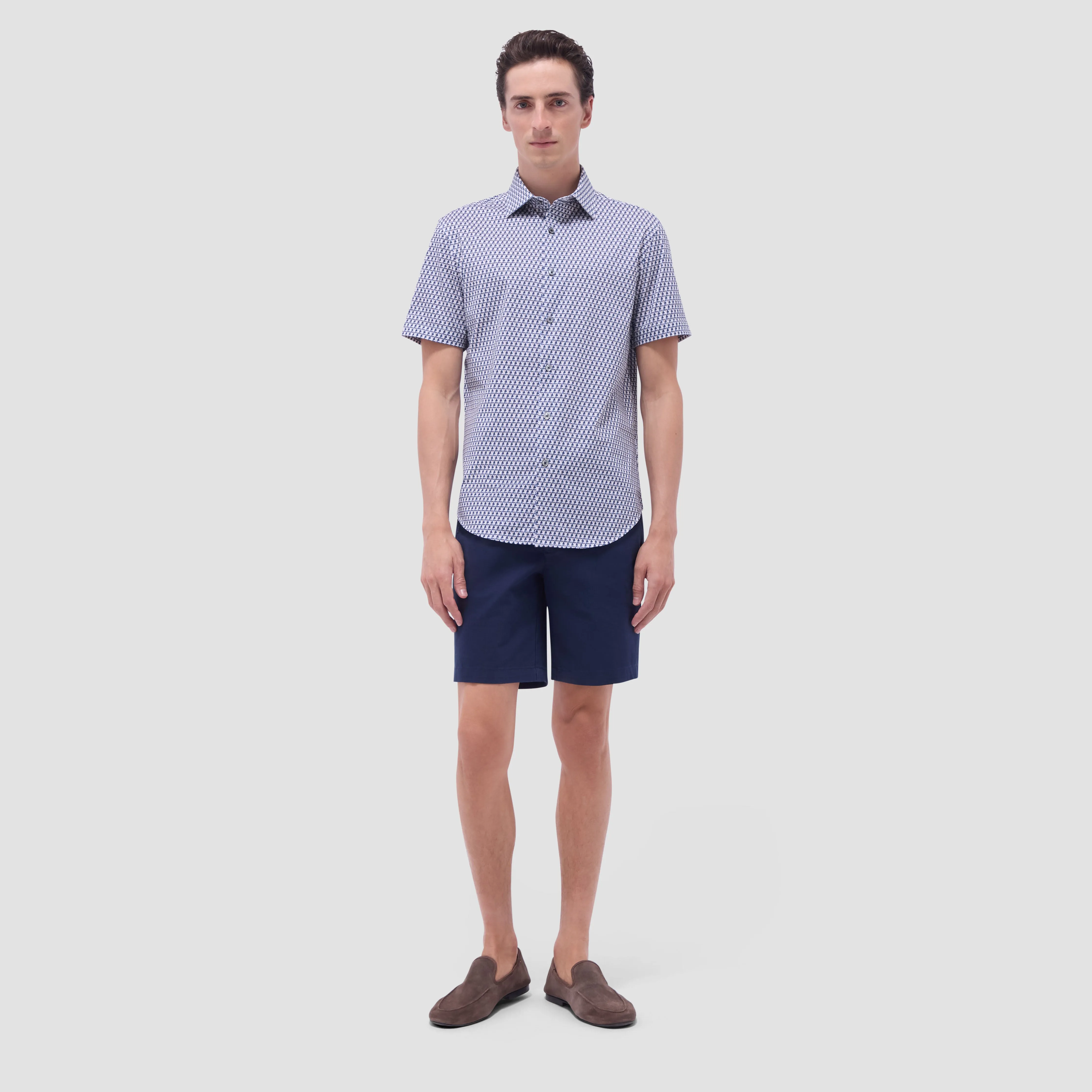 Miles Geometric OoohCotton Short-Sleeve Shirt sold by Bugatchi product image thumbnail 5