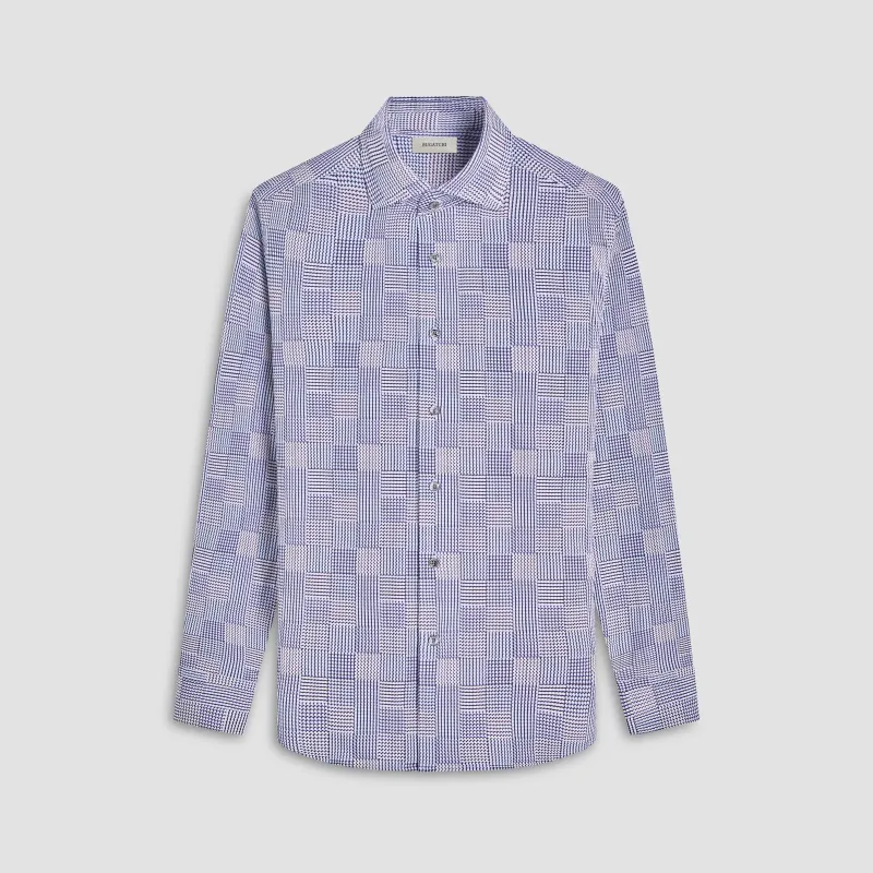 Devon Geometric Check OoohCotton Shirt sold by Bugatchi