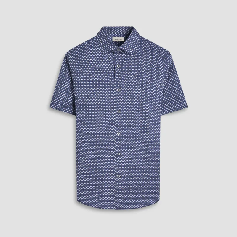 Miles Geometric OoohCotton Short-Sleeve Shirt sold by Bugatchi
