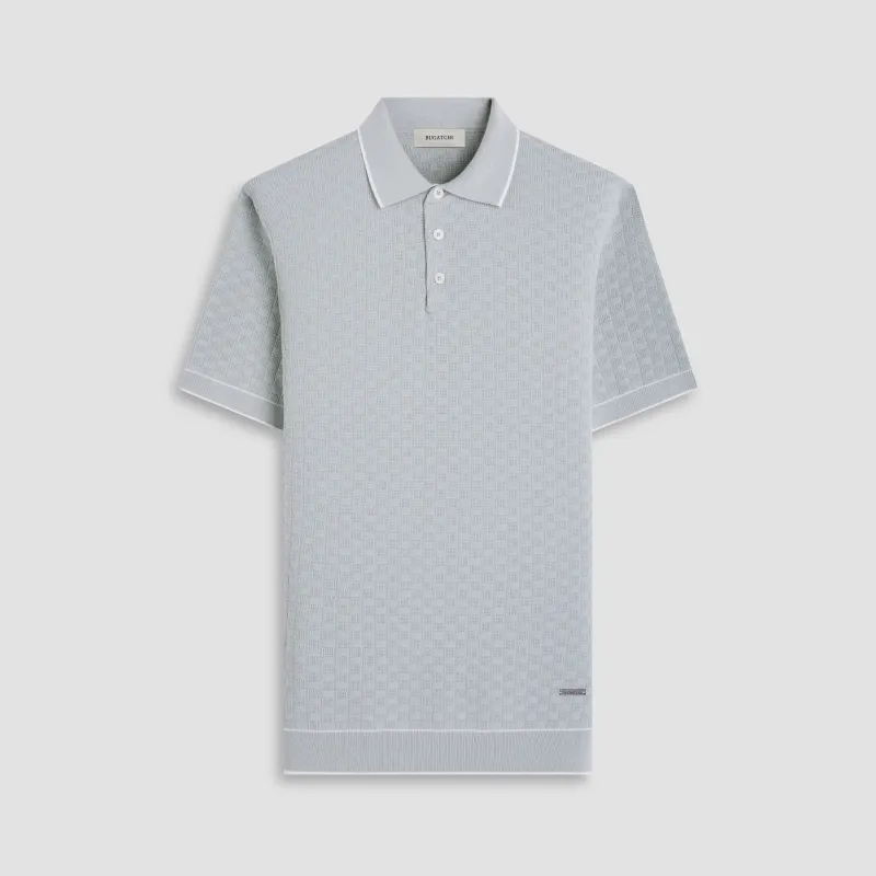 Basket Stitch Three Button Polo Sweater sold by Bugatchi