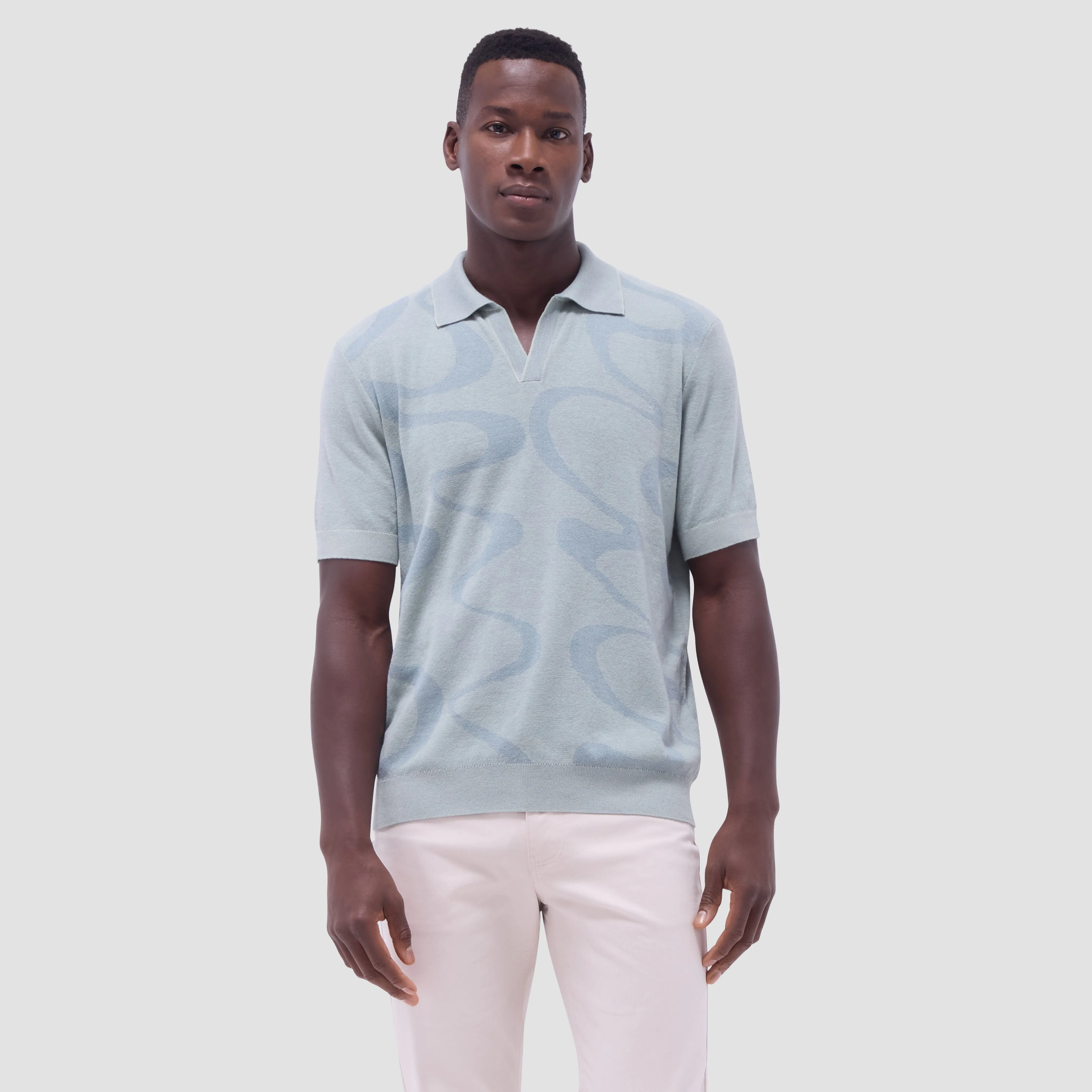 Abstract Knit Short Sleeve Johnny Sweater sold by Bugatchi product image thumbnail 2