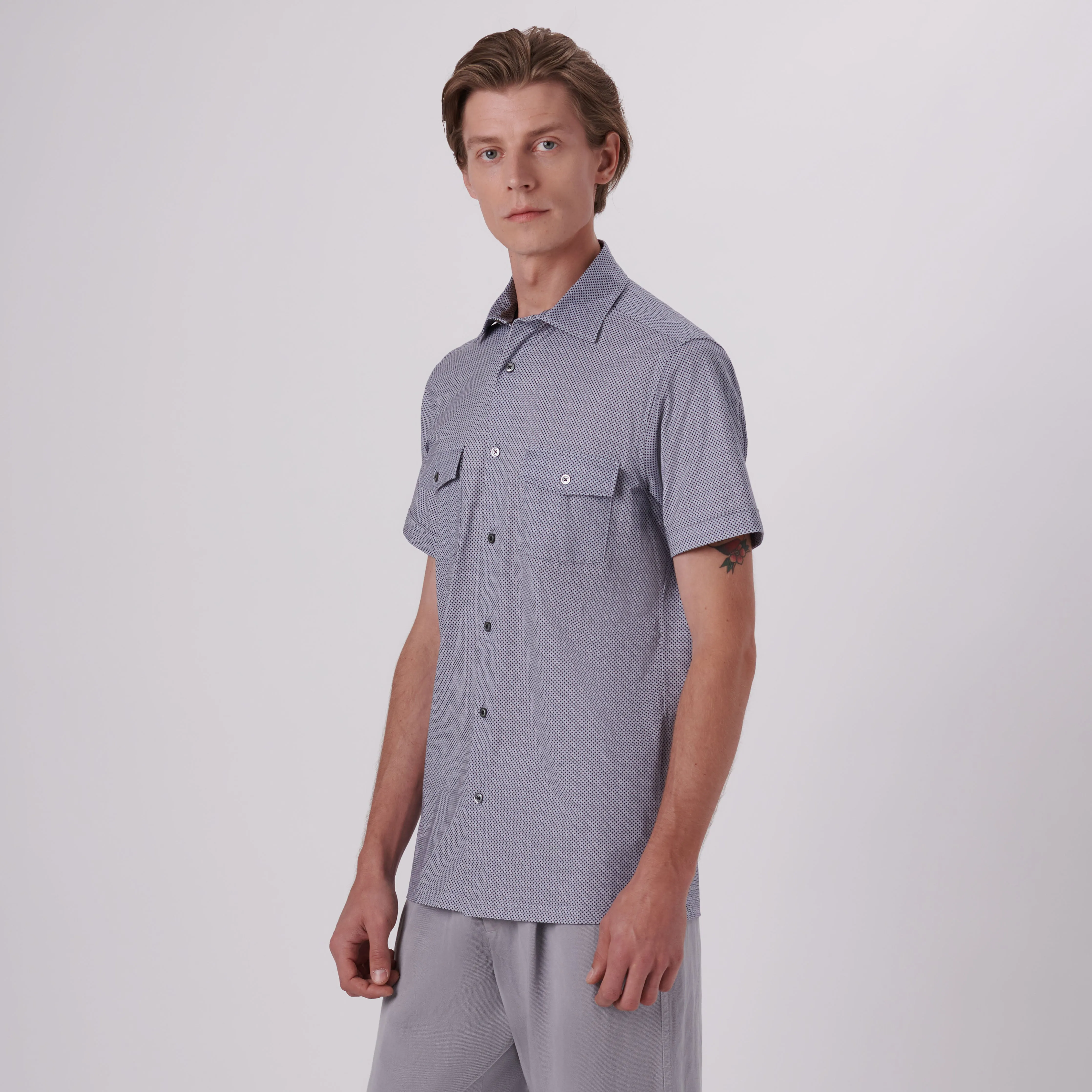 Milo Abstract Print OoohCotton Short Sleeve Shirt sold by Bugatchi product image thumbnail 3