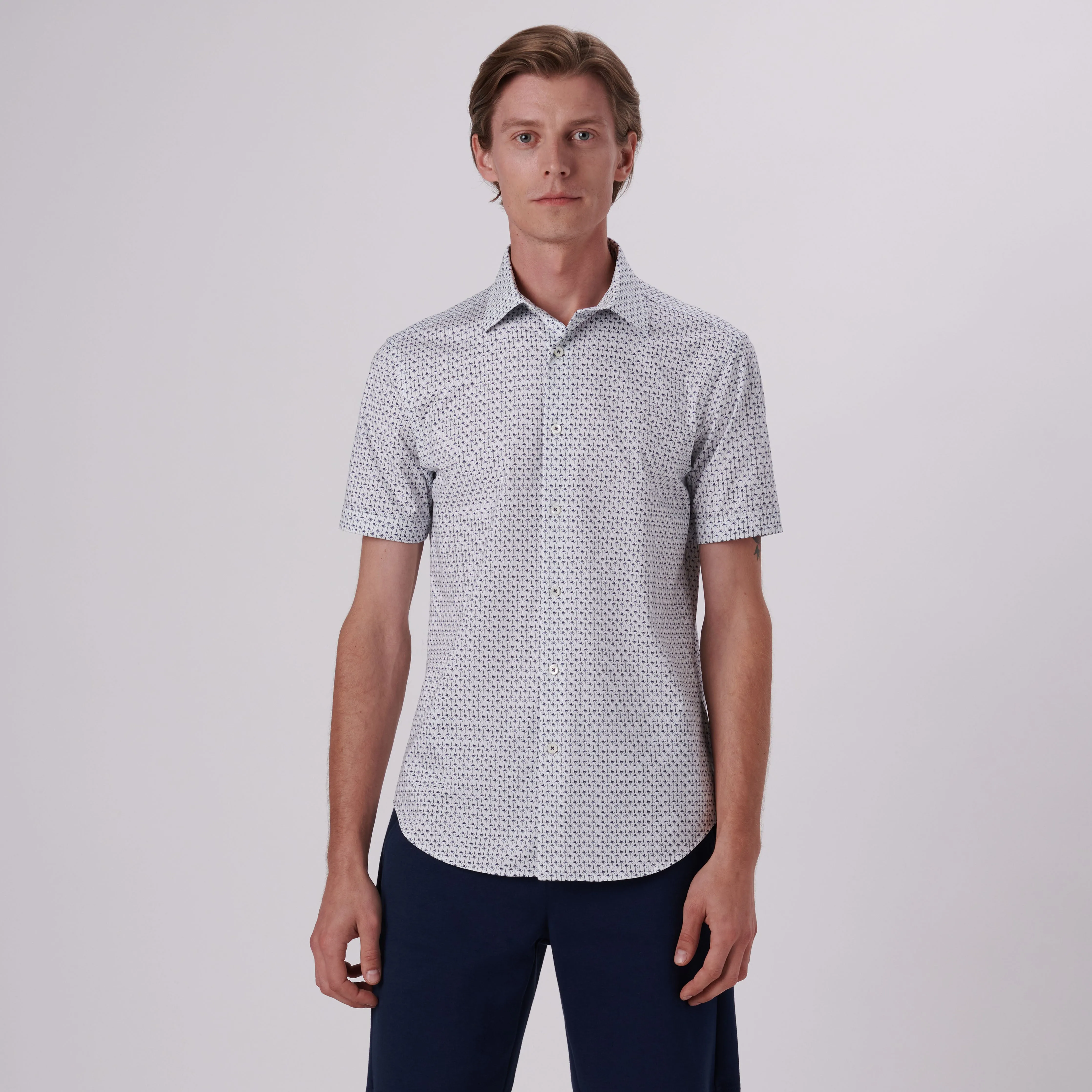 Miles Palm Tree Print OoohCotton Short Sleeve Shirt sold by Bugatchi product image thumbnail 2