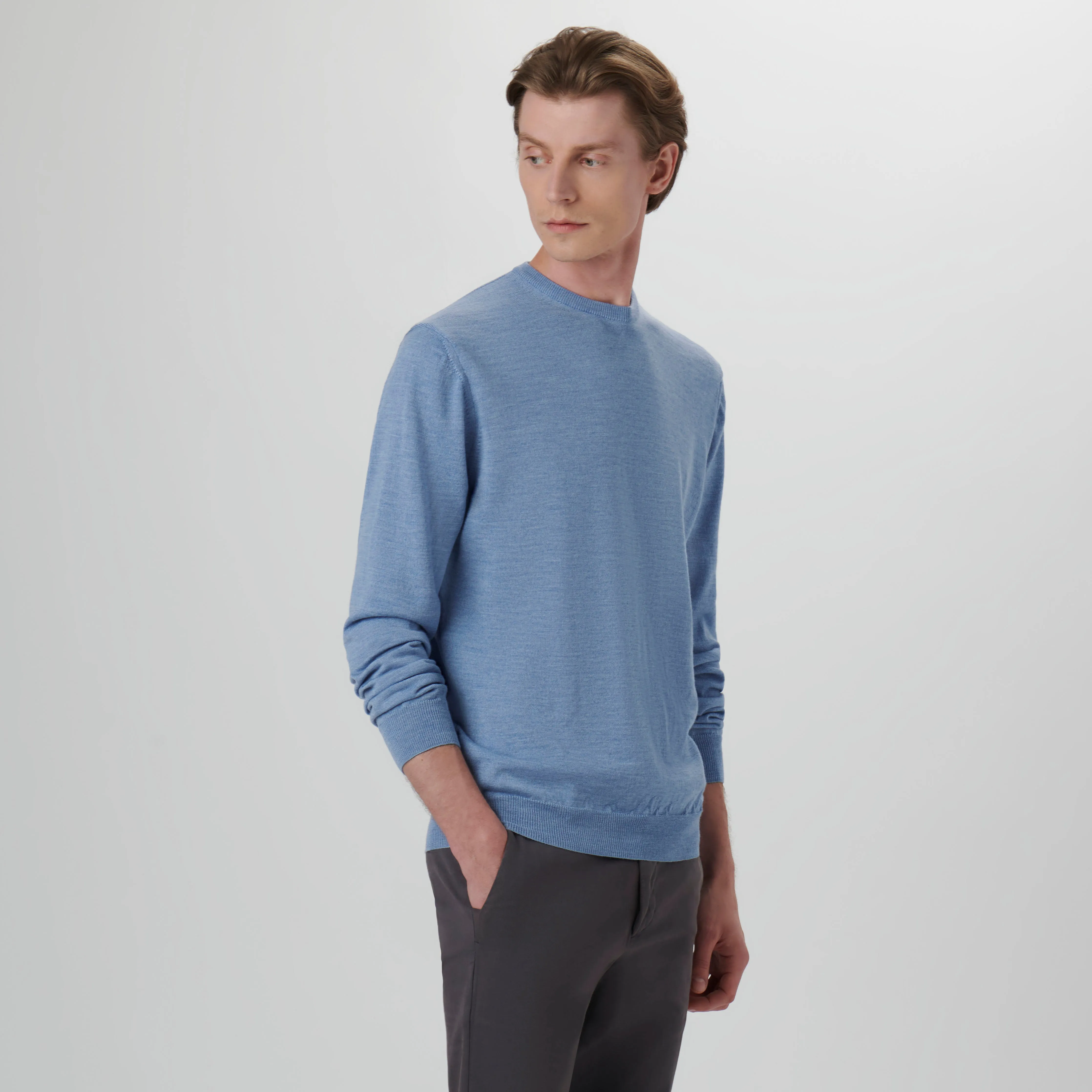Super Merino Solid Crew Neck Sweater sold by Bugatchi product image thumbnail 3