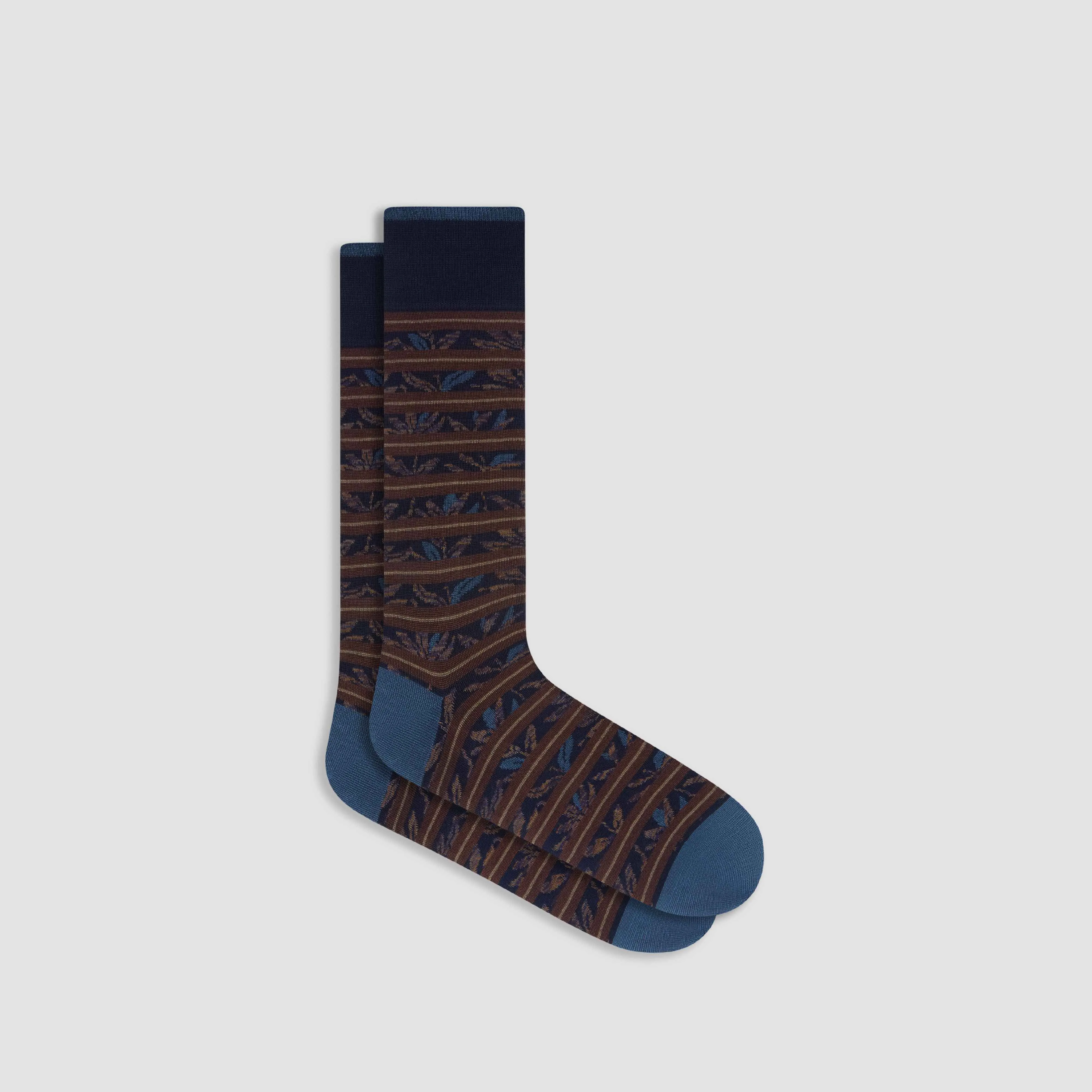Floral Striped Mi-Calf Socks sold by Bugatchi