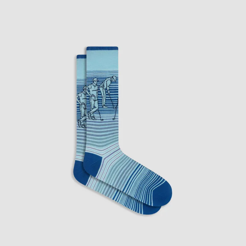 Golfer Striped Mid-Calf Socks sold by Bugatchi