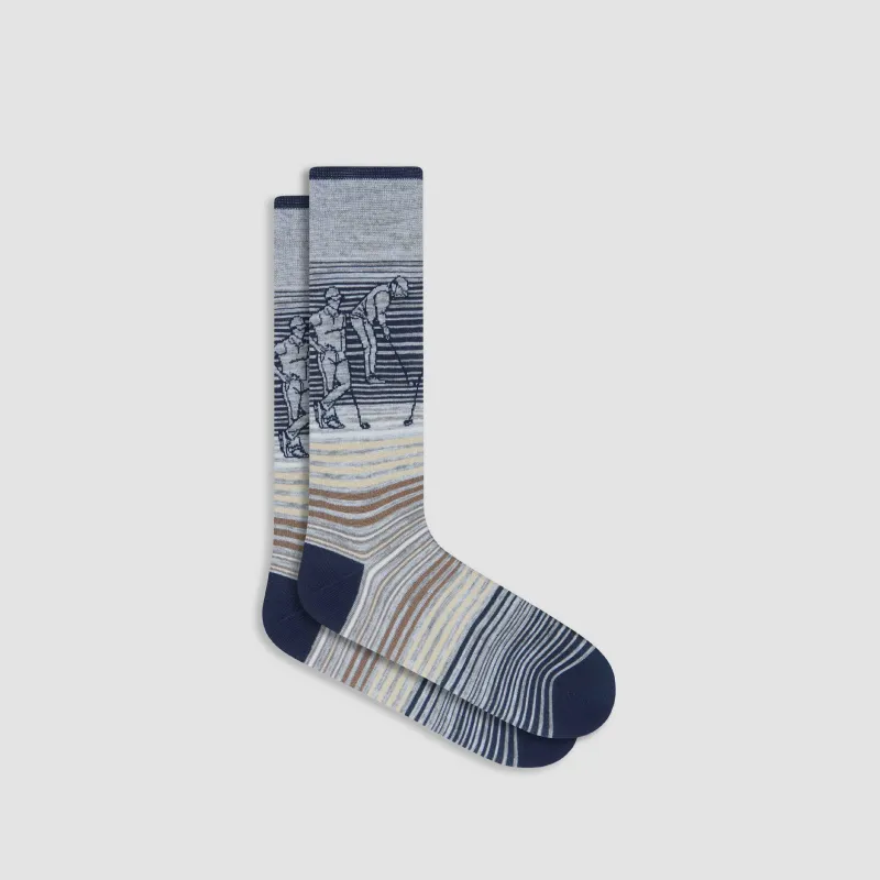 Golfer Striped Mid-Calf Socks sold by Bugatchi