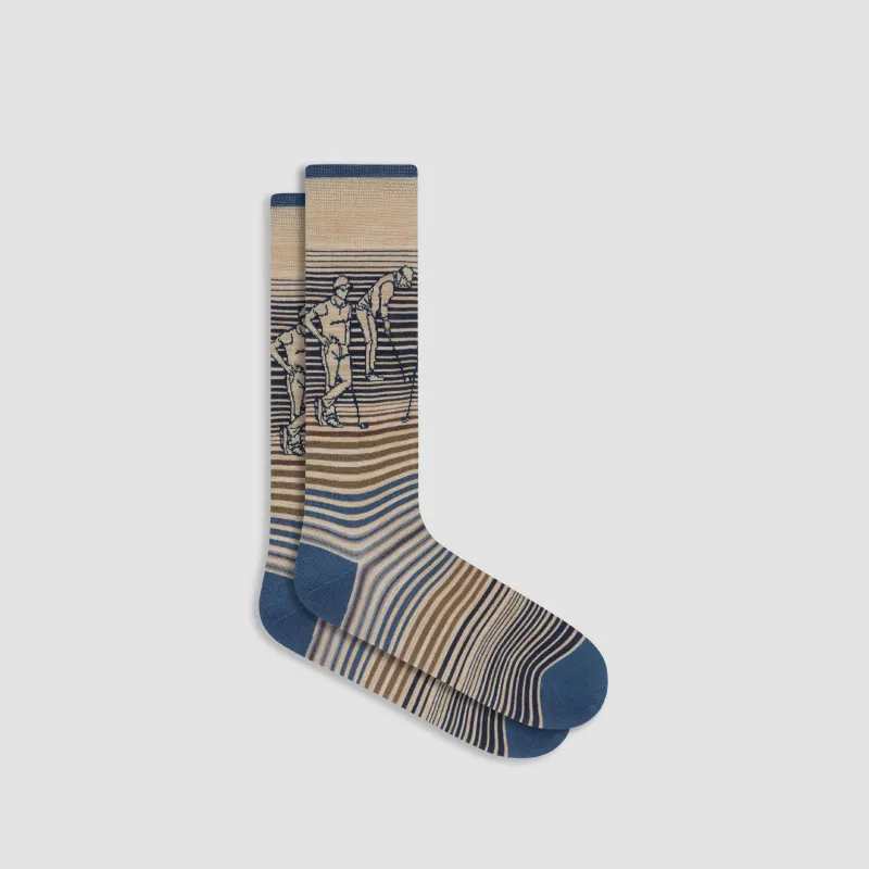 Golfer Striped Mid-Calf Socks sold by Bugatchi