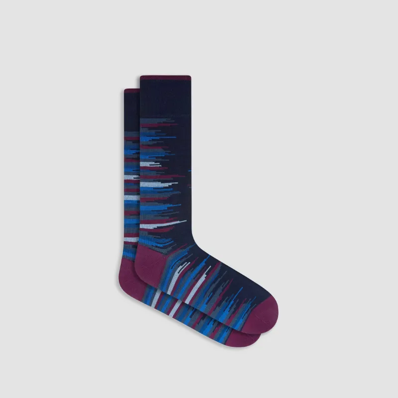 Jagged Stripes Mid-Calf Socks sold by Bugatchi
