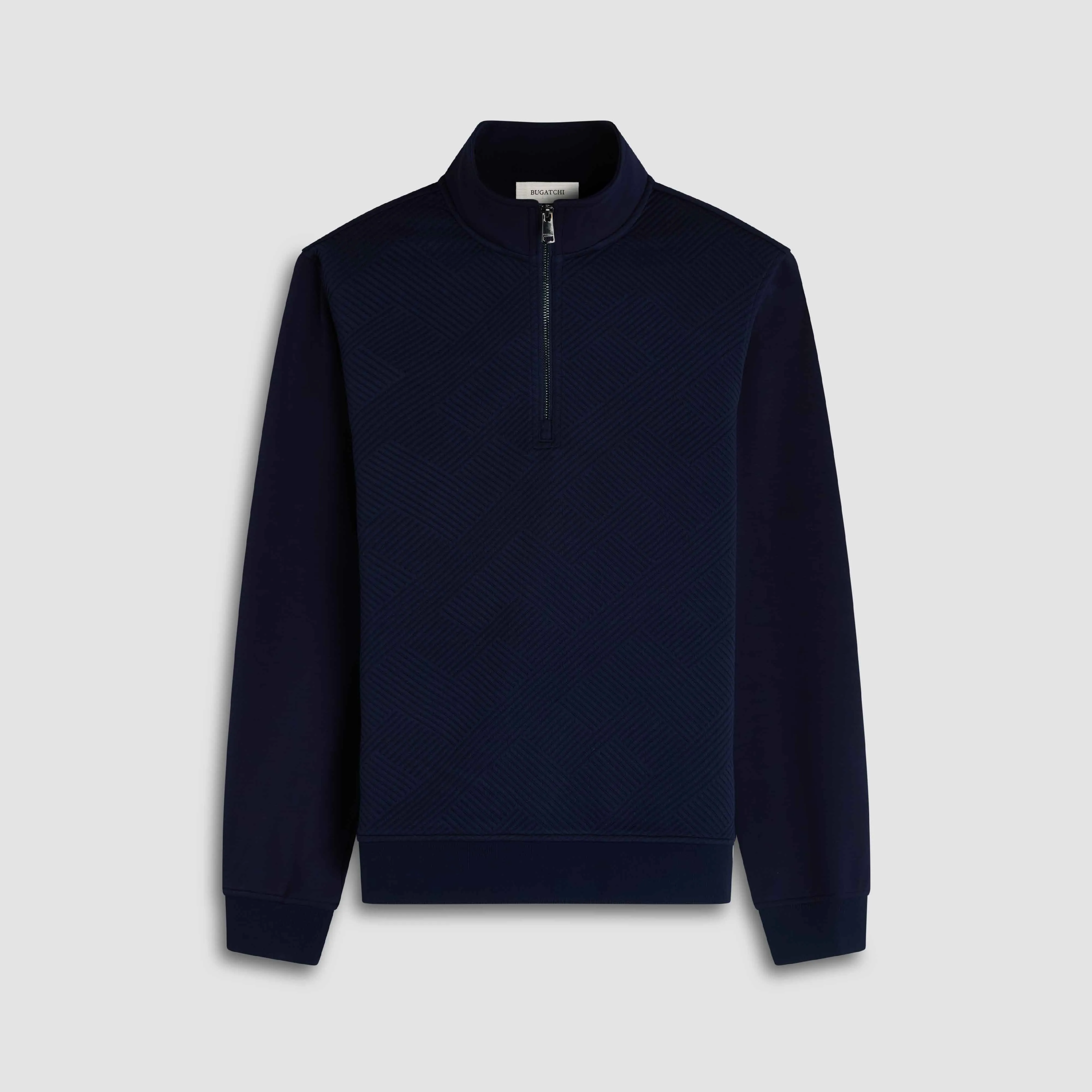 Soft Touch Geometric Performance Quarter Zip sold by Bugatchi