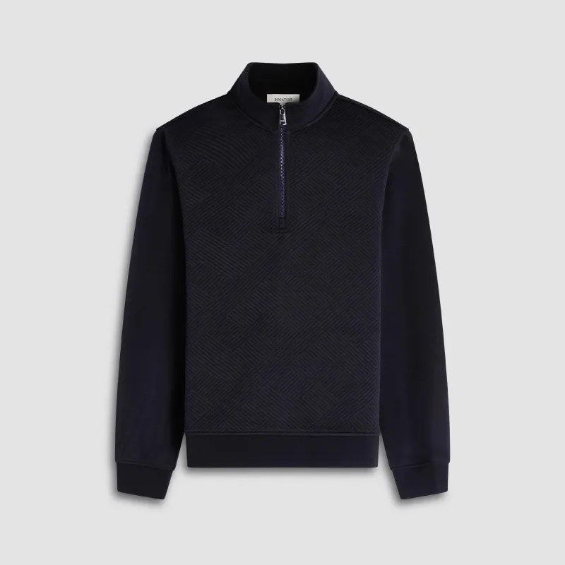 Soft Touch Geometric Performance Quarter Zip sold by Bugatchi