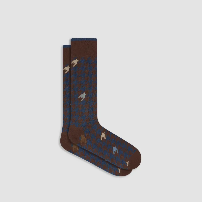Houndstooth Cashmere Mid-Calf Socks sold by Bugatchi