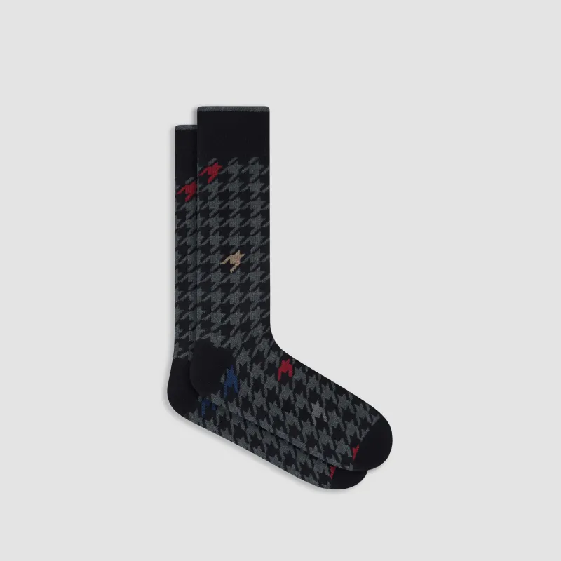 Houndstooth Cashmere Mid-Calf Socks sold by Bugatchi