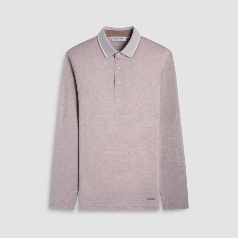 Geometric Jacquard Long Sleeve Polo sold by Bugatchi