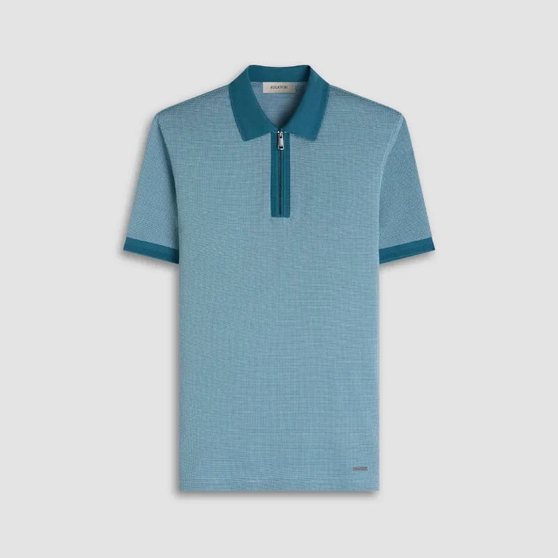 Pin Check Quarter Zip Polo sold by Bugatchi