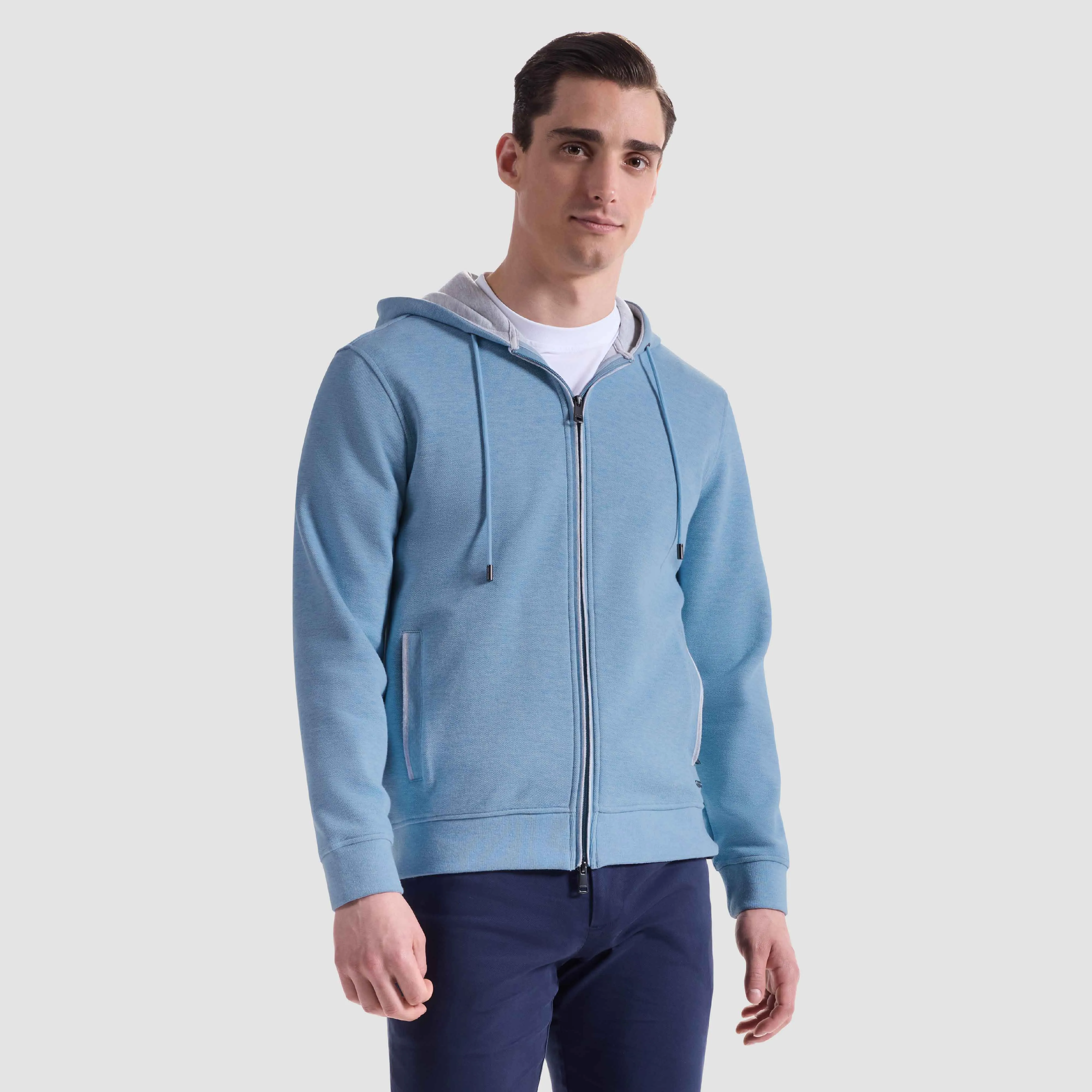 Heathered Pique Full Zip Hoodie sold by Bugatchi product image thumbnail 2