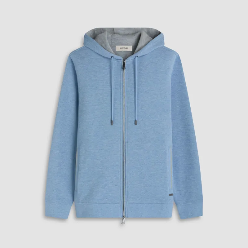 Heathered Pique Full Zip Hoodie sold by Bugatchi