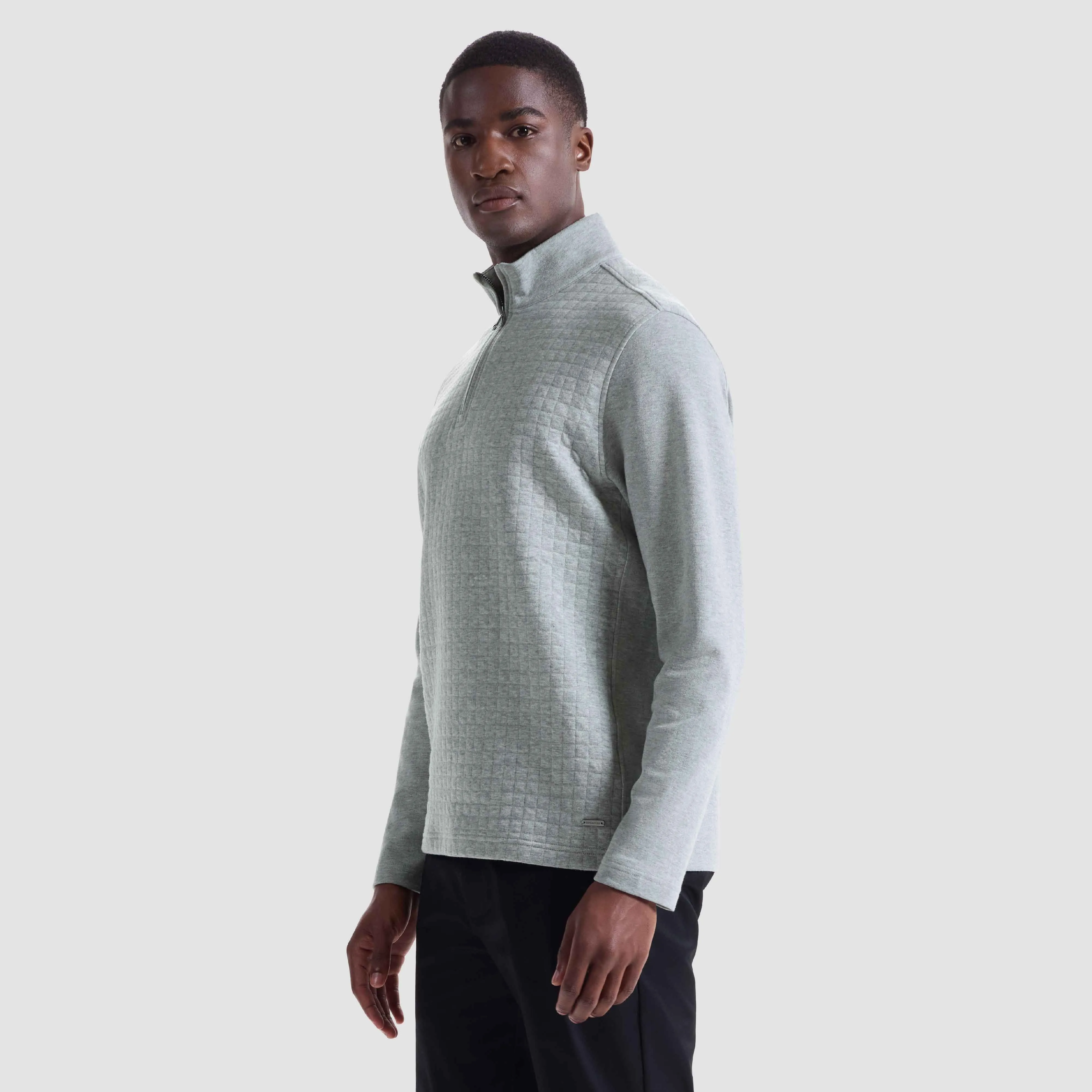 Heathered Waffle Knit Quarter Zip sold by Bugatchi product image thumbnail 3