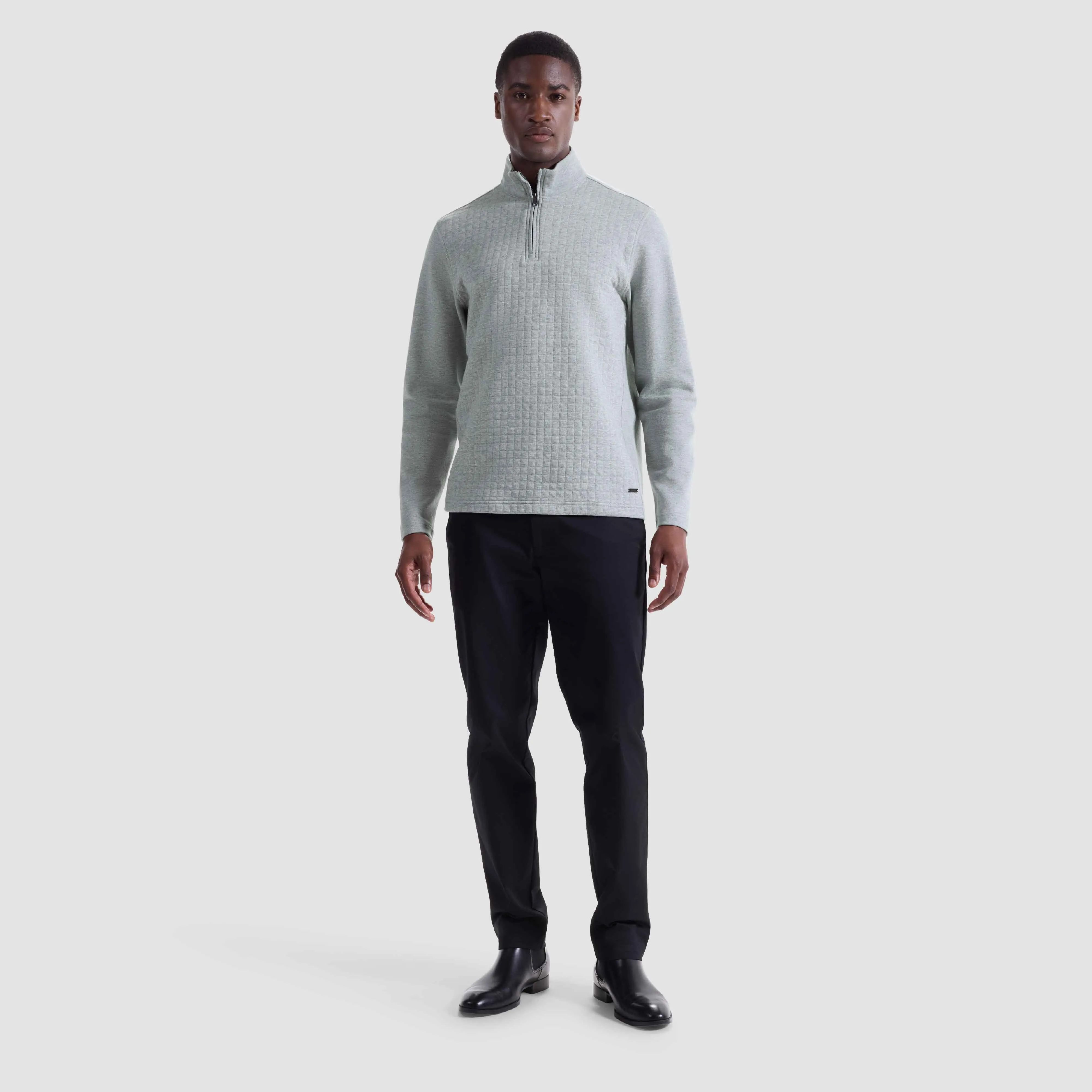 Heathered Waffle Knit Quarter Zip sold by Bugatchi product image thumbnail 5