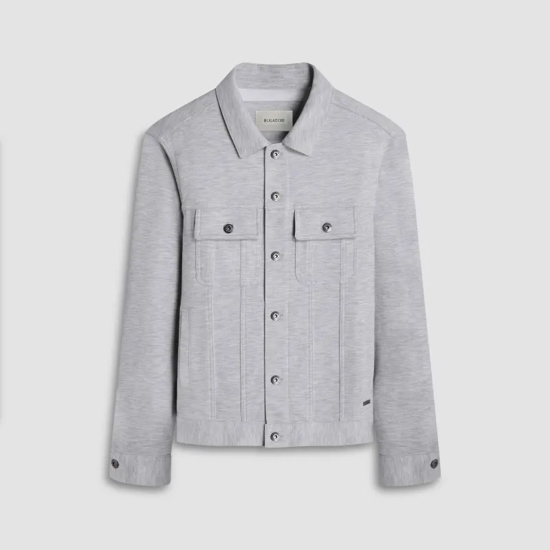 Twill-Effect Knit Trucker Jacket sold by Bugatchi