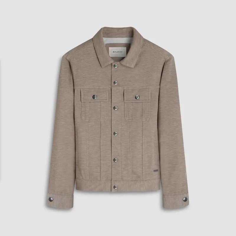 Twill-Effect Knit Trucker Jacket sold by Bugatchi