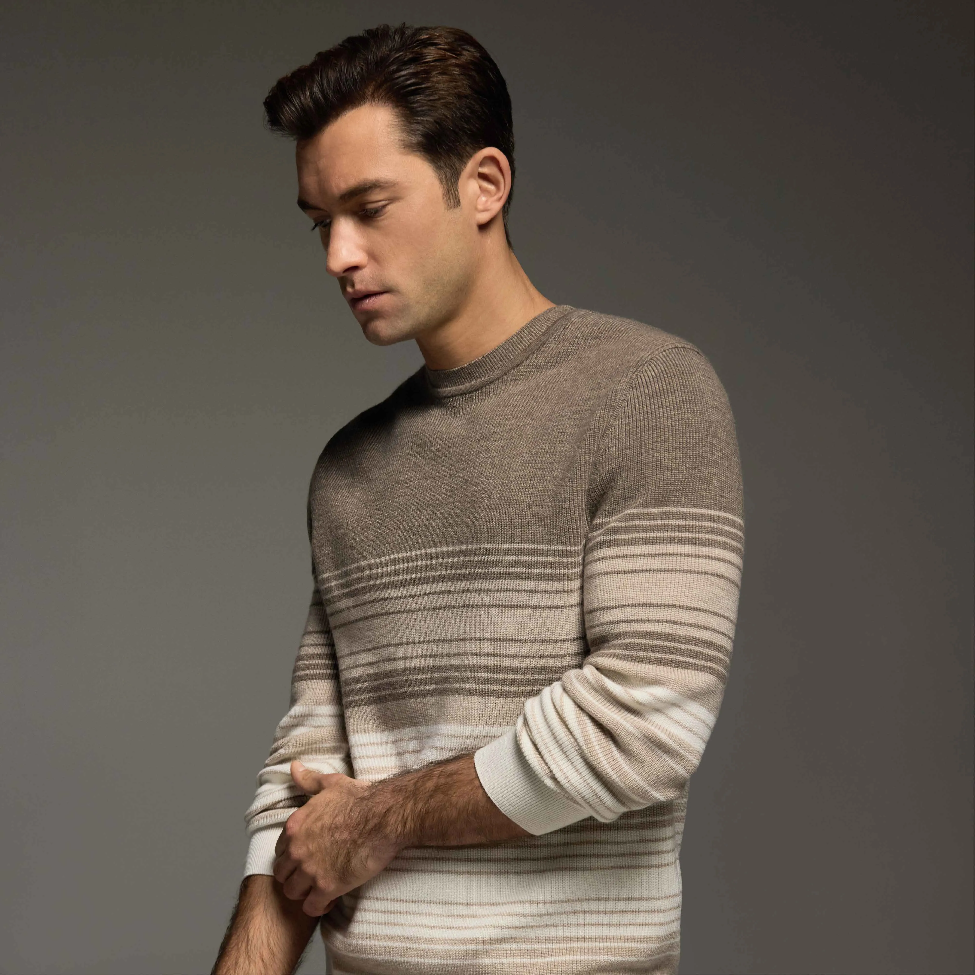 Ombre Stripe Crewneck Sweater sold by Bugatchi