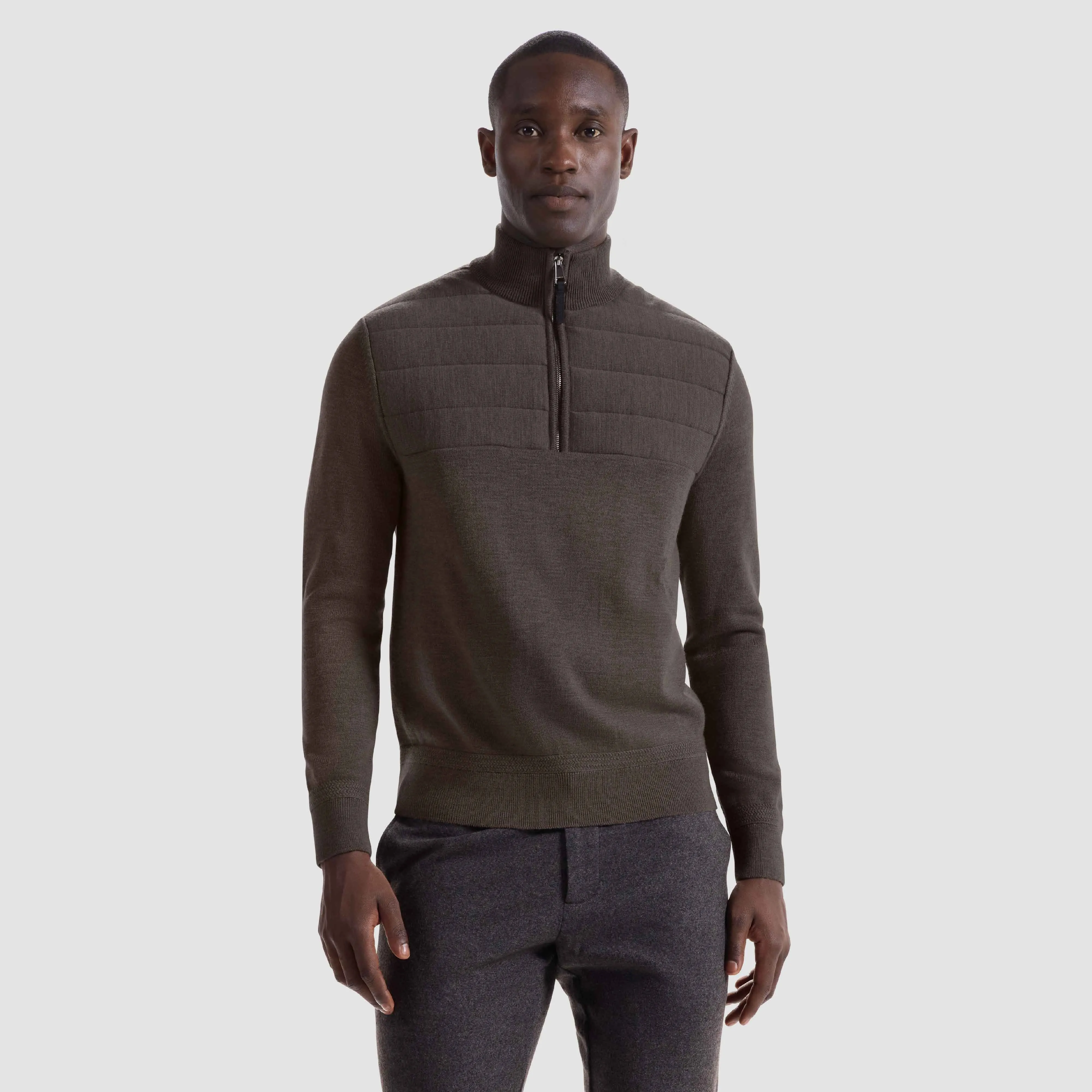Melange Quarter Zip Mock Neck Sweater sold by Bugatchi product image thumbnail 2